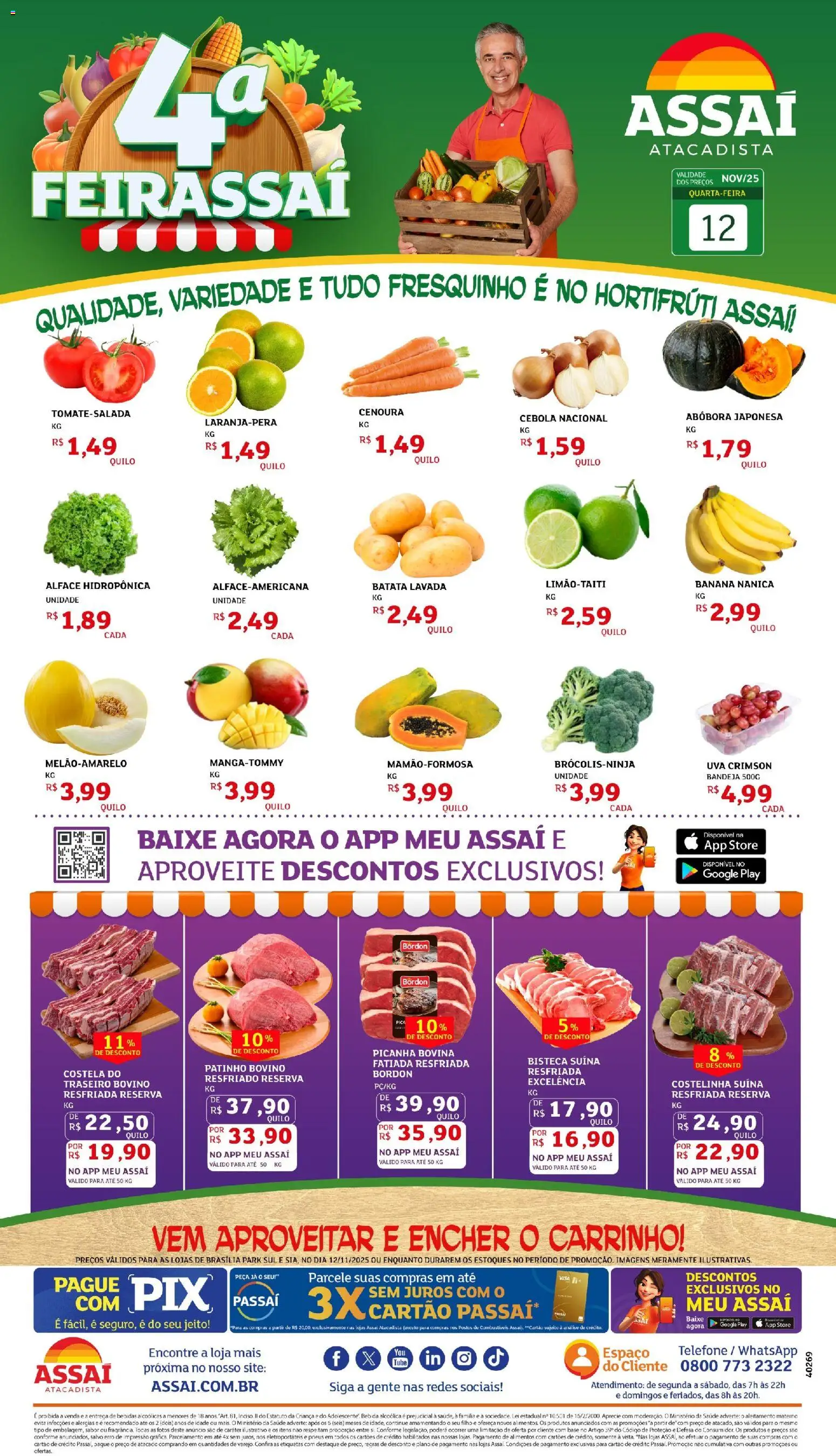 Assaí Atacadista Folheto - válido de 12.11.2025 | Página: 1 | Produtos: Pera, Pneus, Base, Bandeja