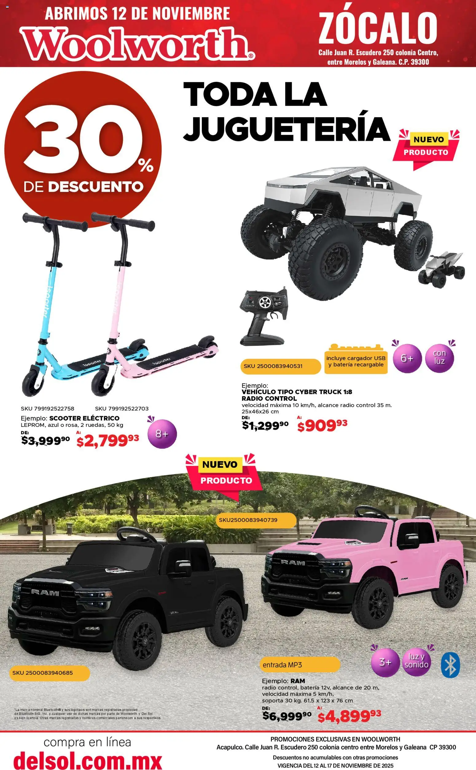 Nuevas ofertas de Del Sol y Woolworth válidas en toda la República Mexicana desde el 12.11.2025. ¡Encuentra las mejores ofertas en Del Sol y Woolworth catálogo Apertura Acapulco Centro 217! | Página: 4 | Productos: Mp3, Cargador, Zócalo, Batería