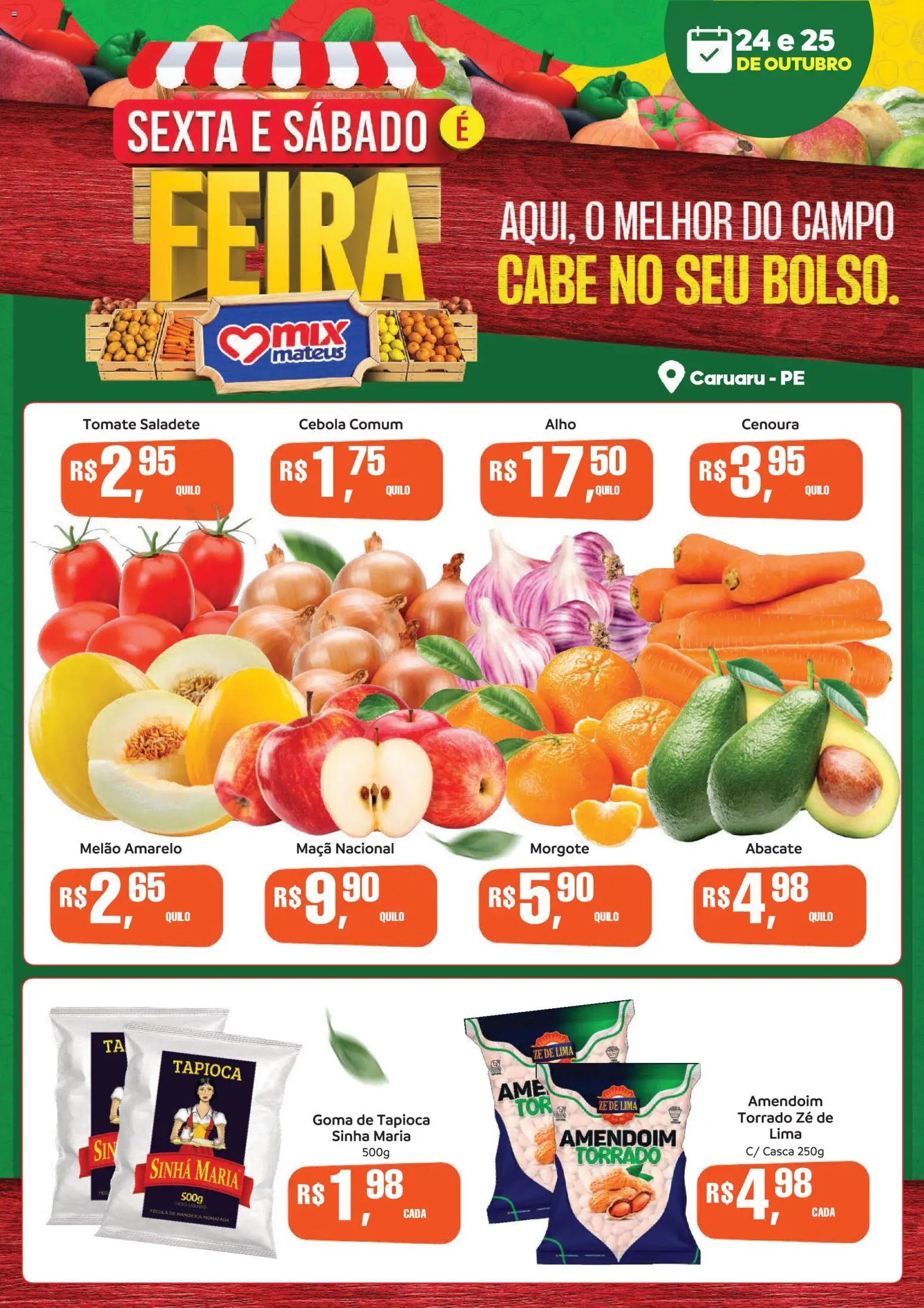 Mateus Folheto - válido de 24.10.2025 | Página: 1 | Produtos: Alho, Amendoim, Cebola, Cenoura
