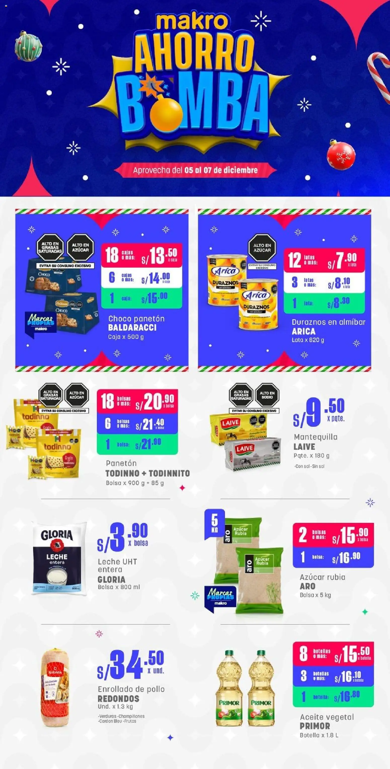 Catálogo Makro válido desde 05.12.2025 | Página: 1 | Productos: Caja, Leche, Mantequilla, Bolsa