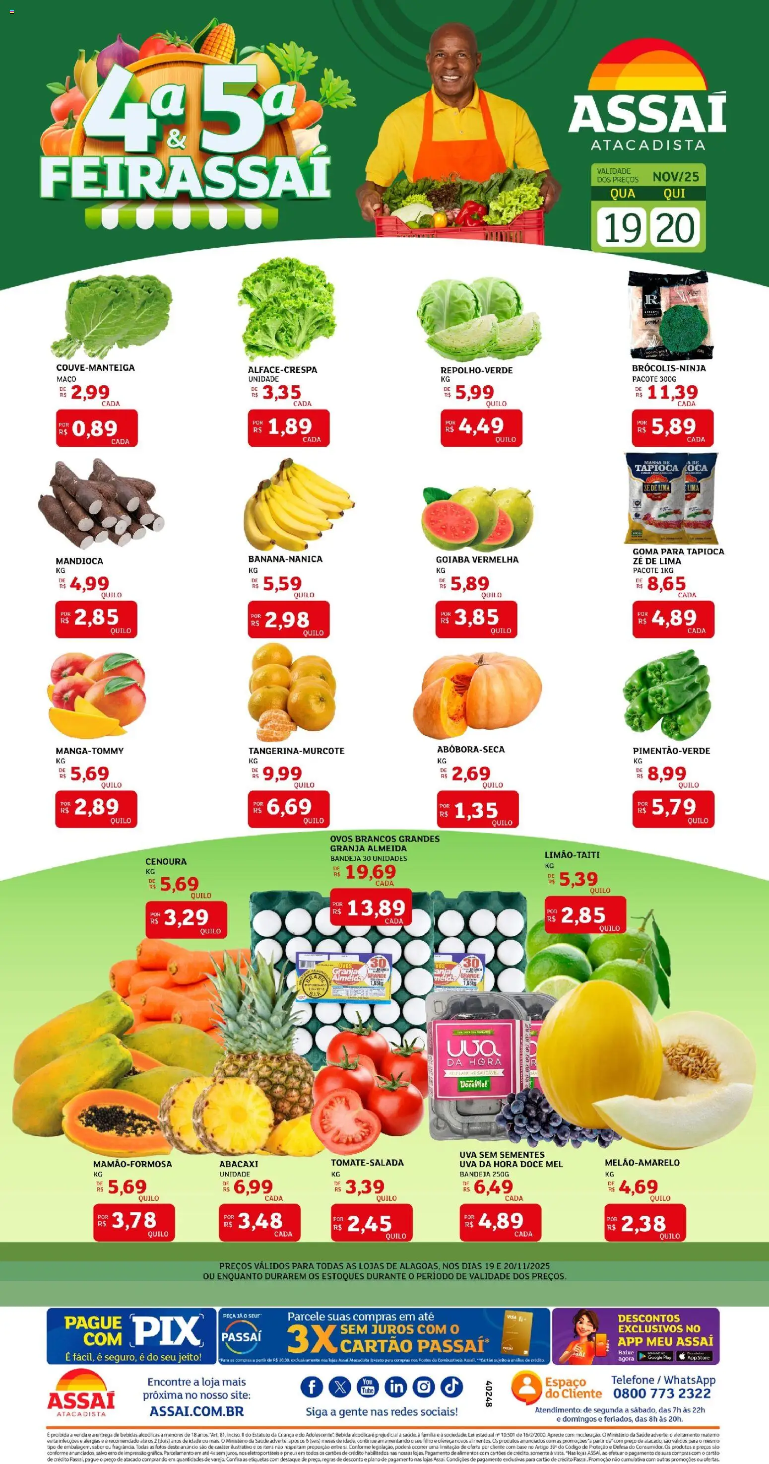 Assaí Atacadista Folheto - válido de 19.11.2025 | Página: 1 | Produtos: Goiaba, Abacaxi, Mel, Cenoura