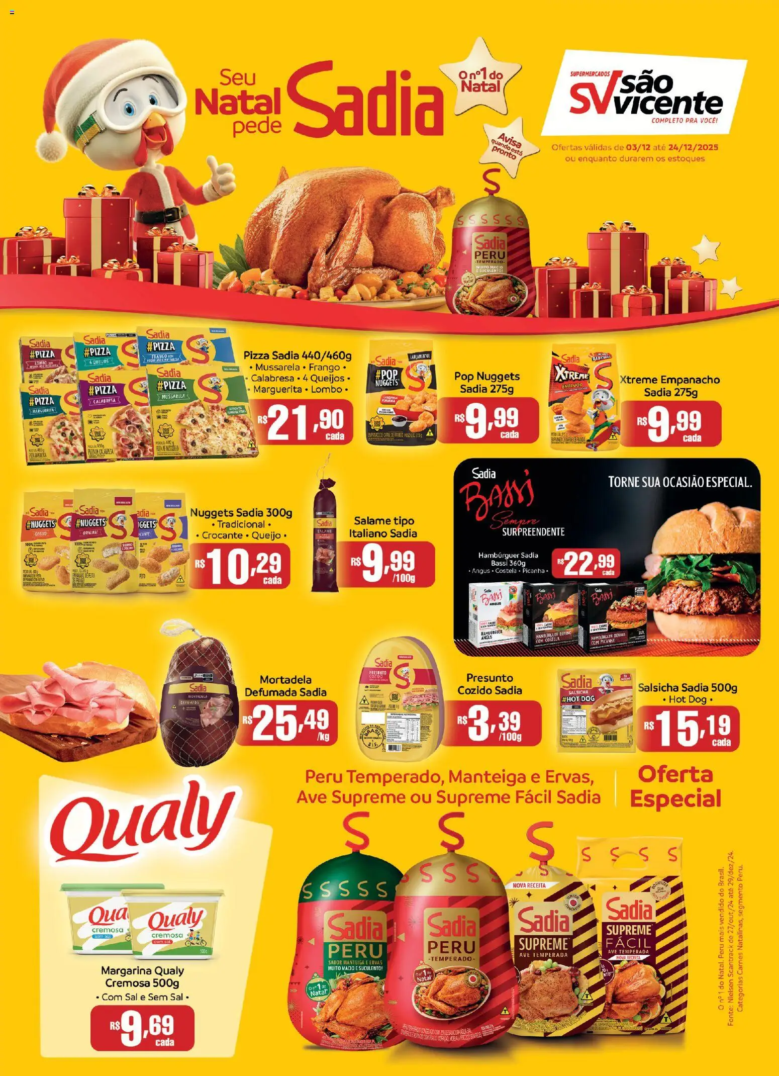 Supermercados São Vicente Folheto - válido de 03.12.2025 | Página: 1 | Produtos: Queijo, Presunto, Sal, Mussarela