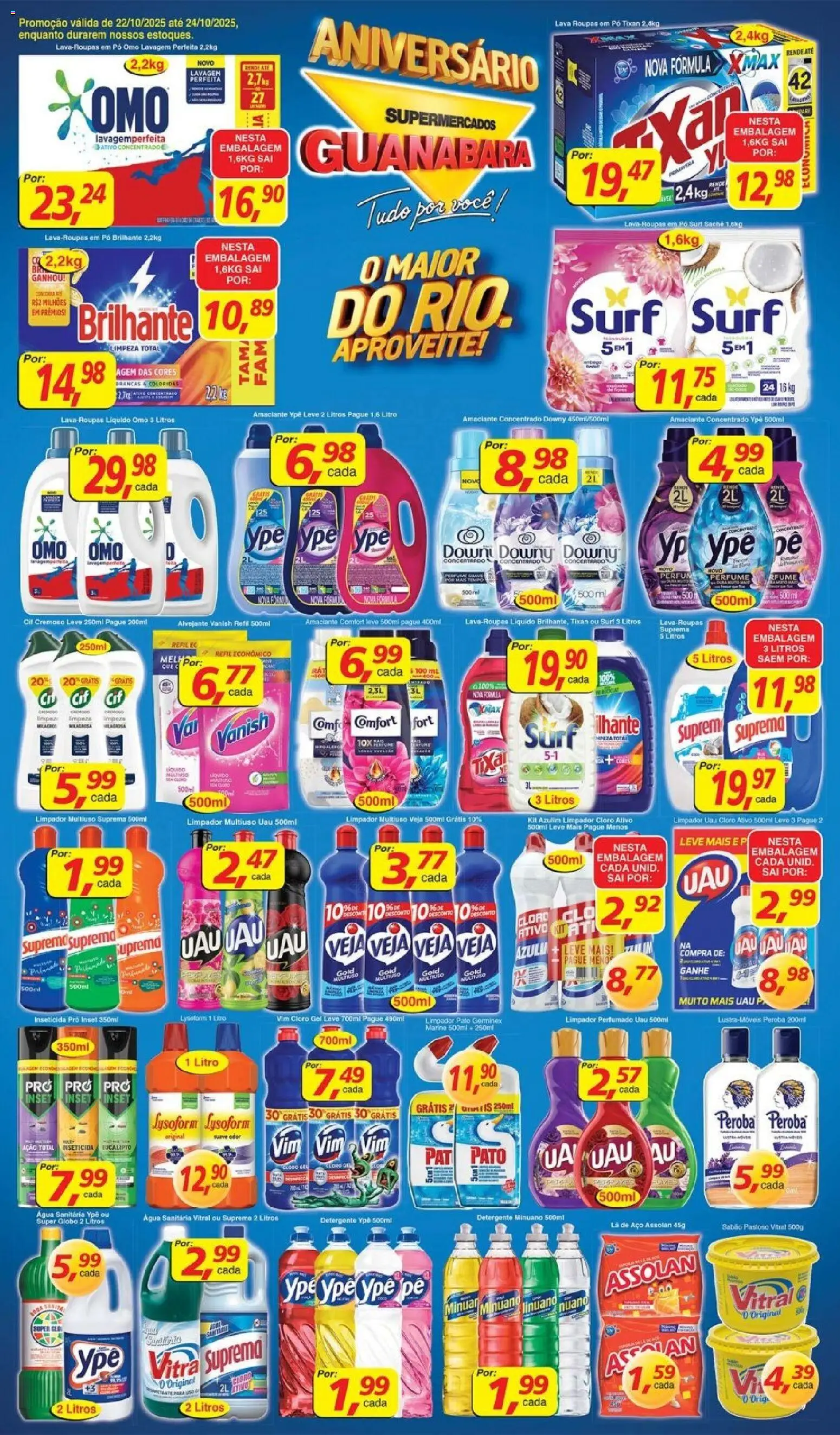Supermercados Guanabara Folheto - válido de 22.10.2025 | Página: 11 | Produtos: Pó, Cloro, Limpador multiuso, Inseticida