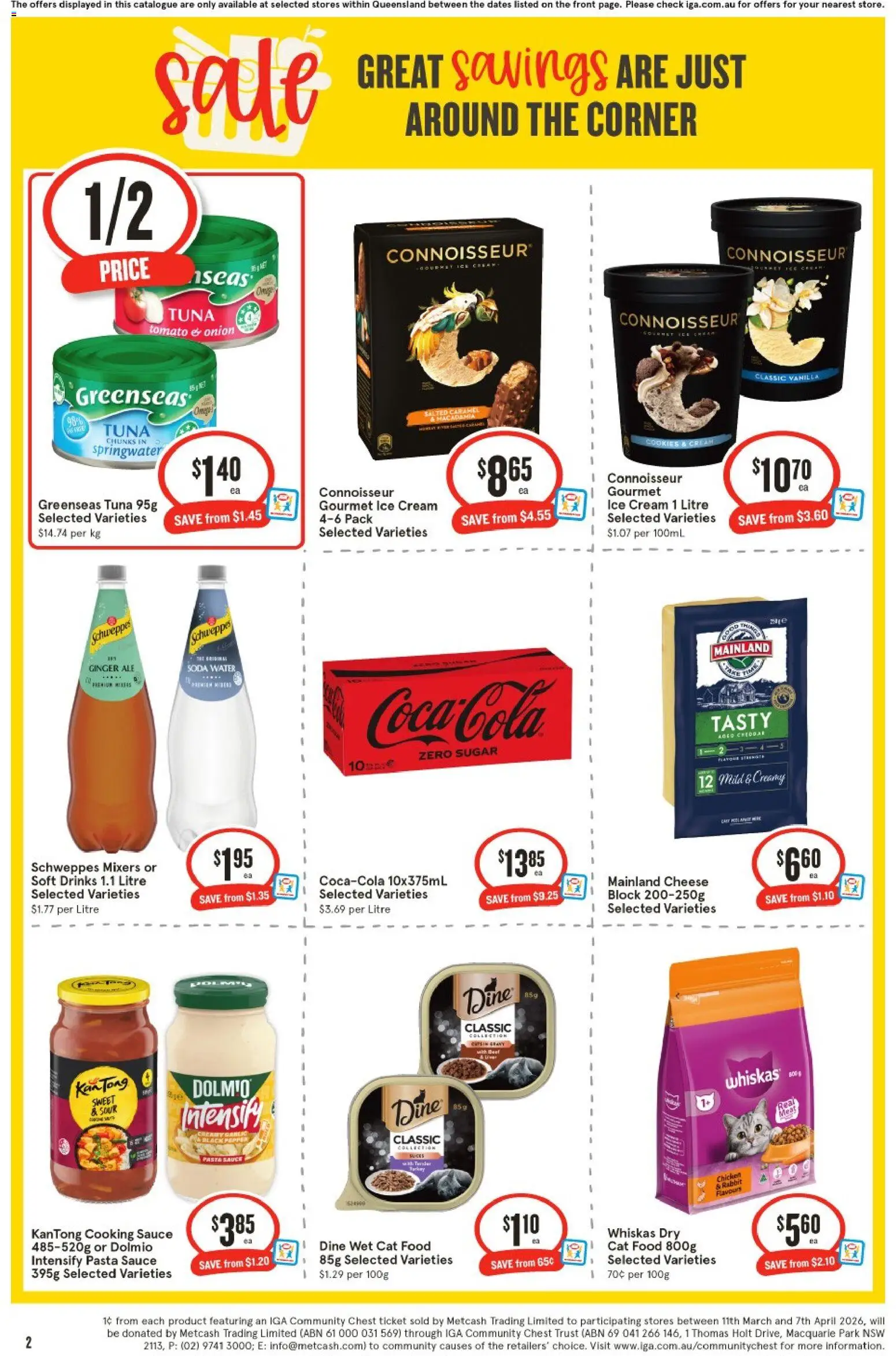 IGA catalogue - valid from 11.03.2026 | Page: 2 | Products: Cream, Sugar, Pepper, Tuna