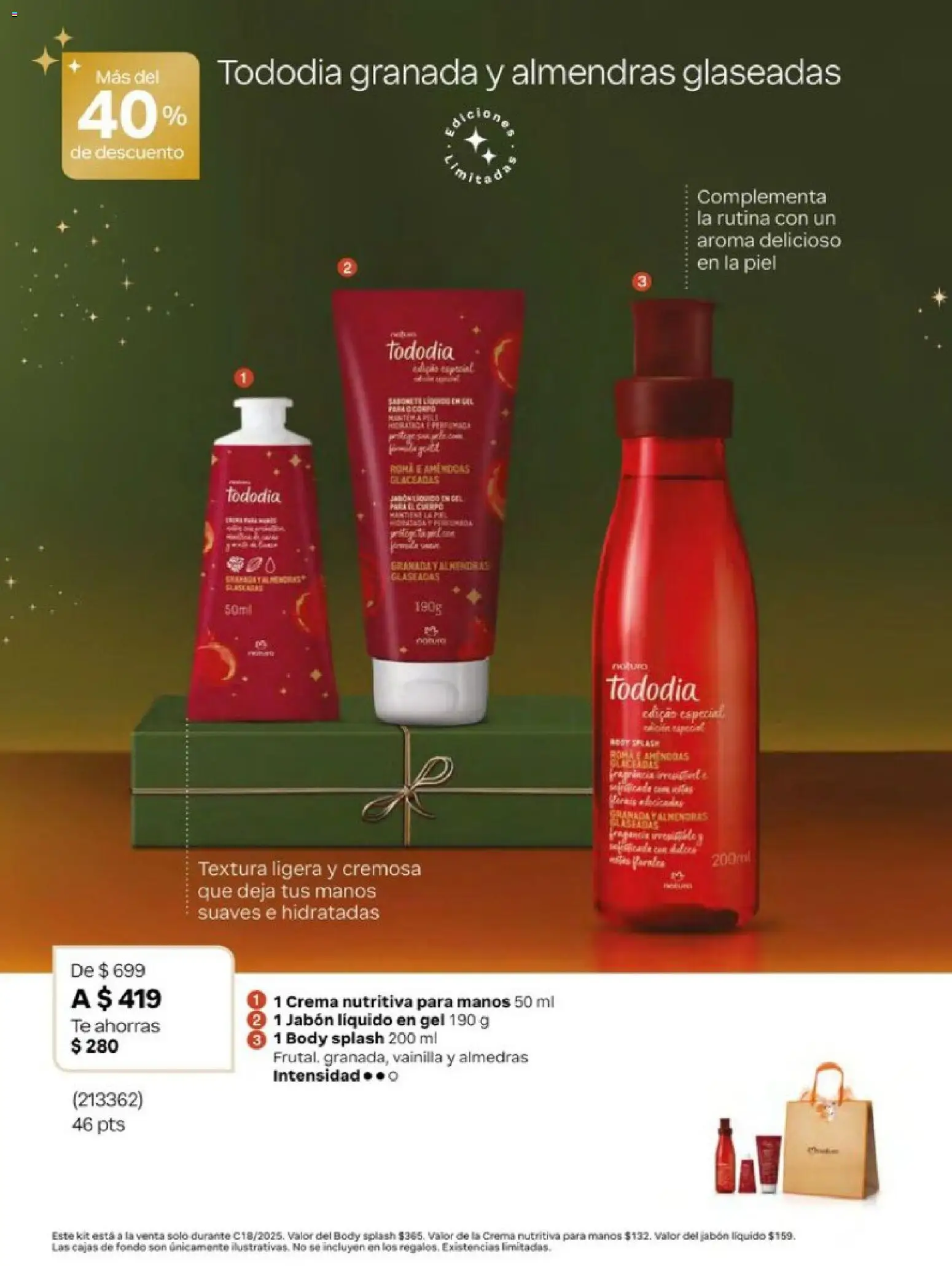 Nuevas ofertas de Natura válidas en toda la República Mexicana desde el 01.12.2025. ¡Encuentra las mejores ofertas en Natura campaña 18 2025! | Página: 28 | Productos: Almendras, Jabón líquido, Crema, Body