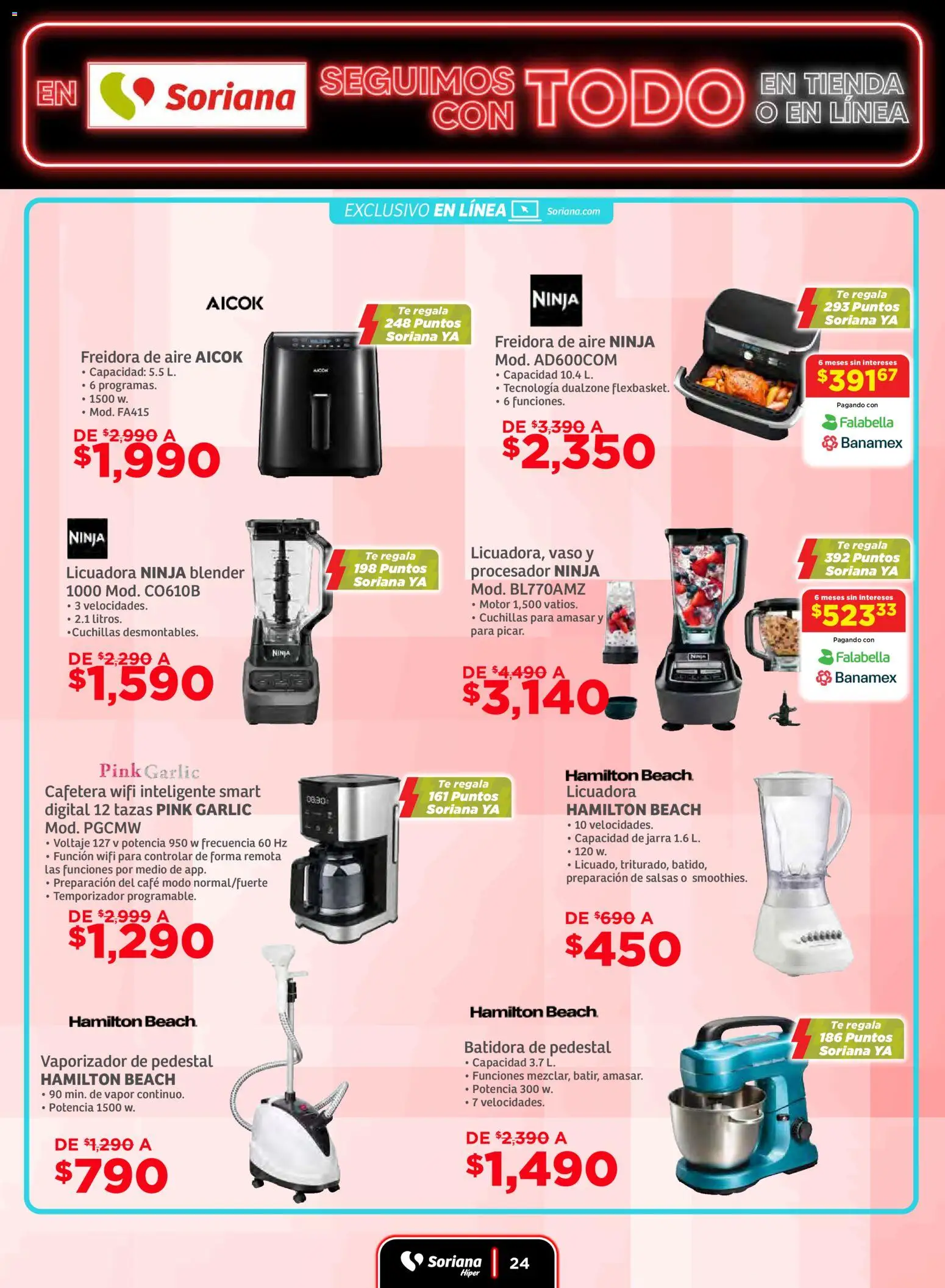 Nuevas ofertas de Soriana válidas en toda la República Mexicana desde el 19.11.2025. ¡Encuentra las mejores ofertas en Soriana - Seguimos con todo Híper Nacional! | Página: 24 | Productos: Freidora de aire, Licuadora, Batidora, Jarra