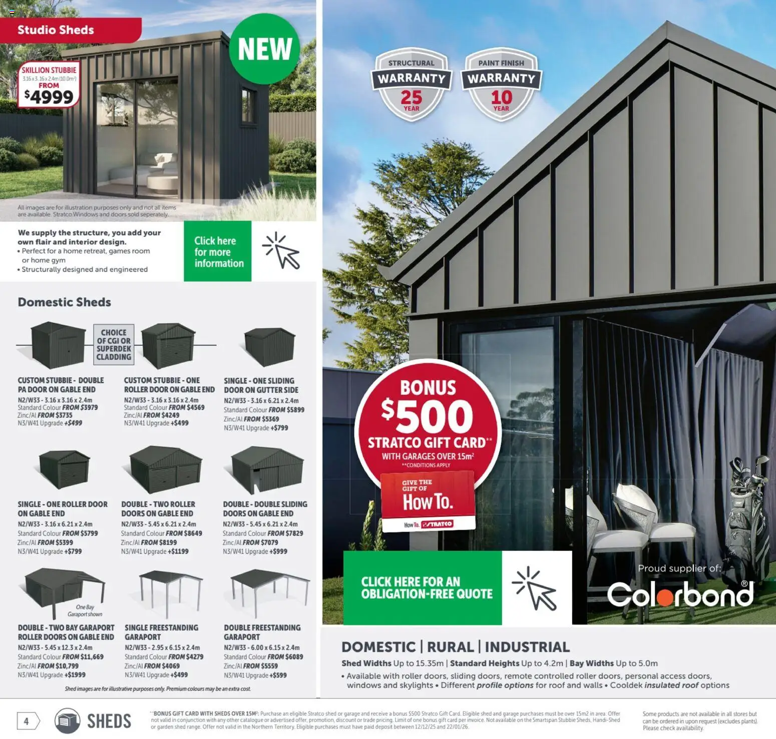 Stratco catalogue - valid from 12.12.2025 | Page: 4 | Products: Door, Shed, Domestic