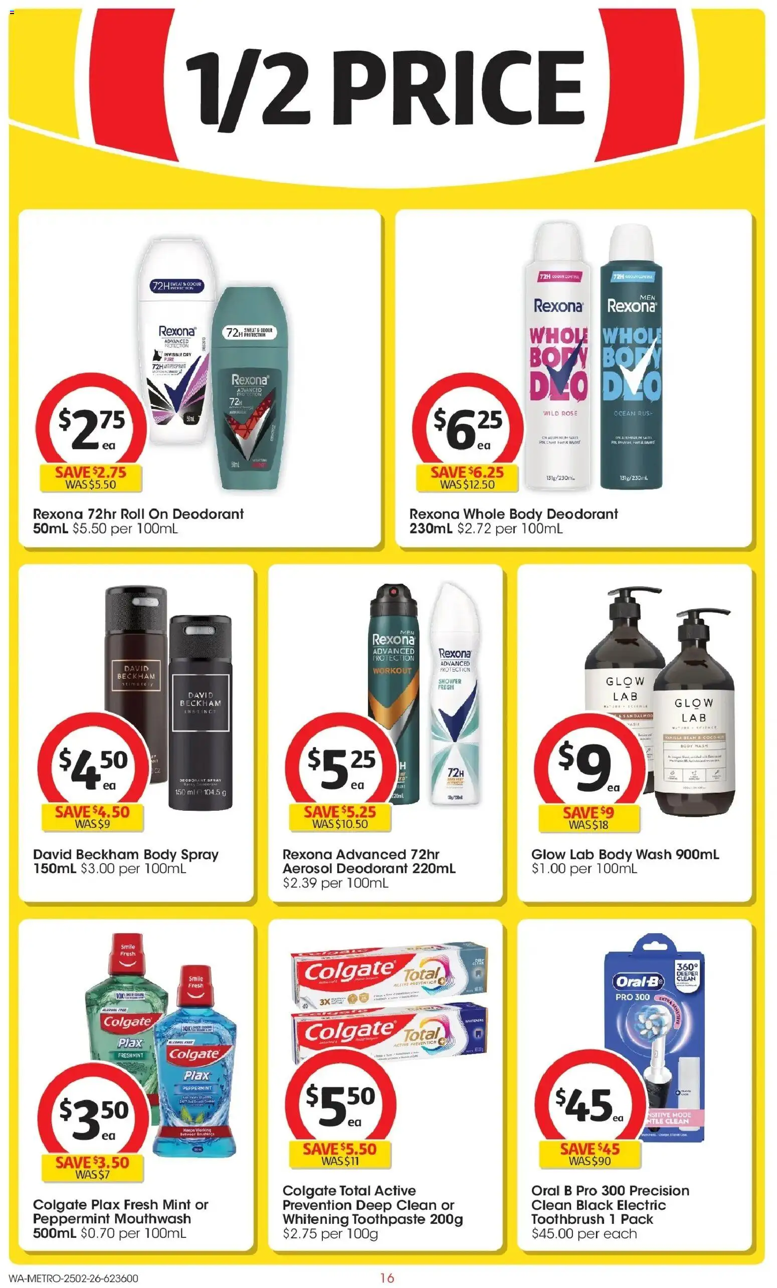 Coles catalogue - valid from 25.02.2026 | Page: 16 | Products: Shower, Antiperspirant, Toothpaste, Toothbrush