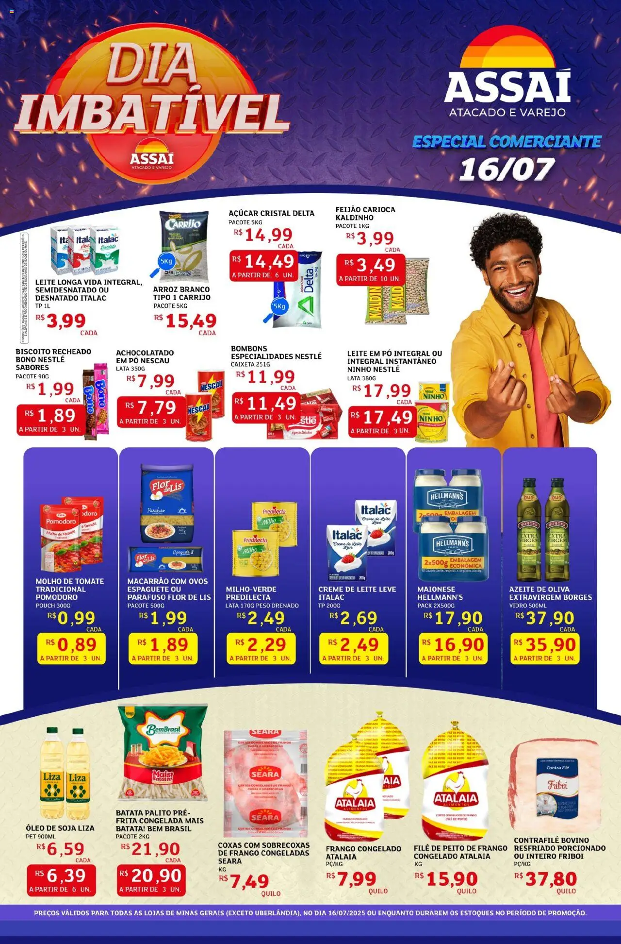 Assaí Atacadista Folheto - válido de 16.07.2025 | Página: 1 | Produtos: Feijão, Ovos, Creme de leite, Maionese