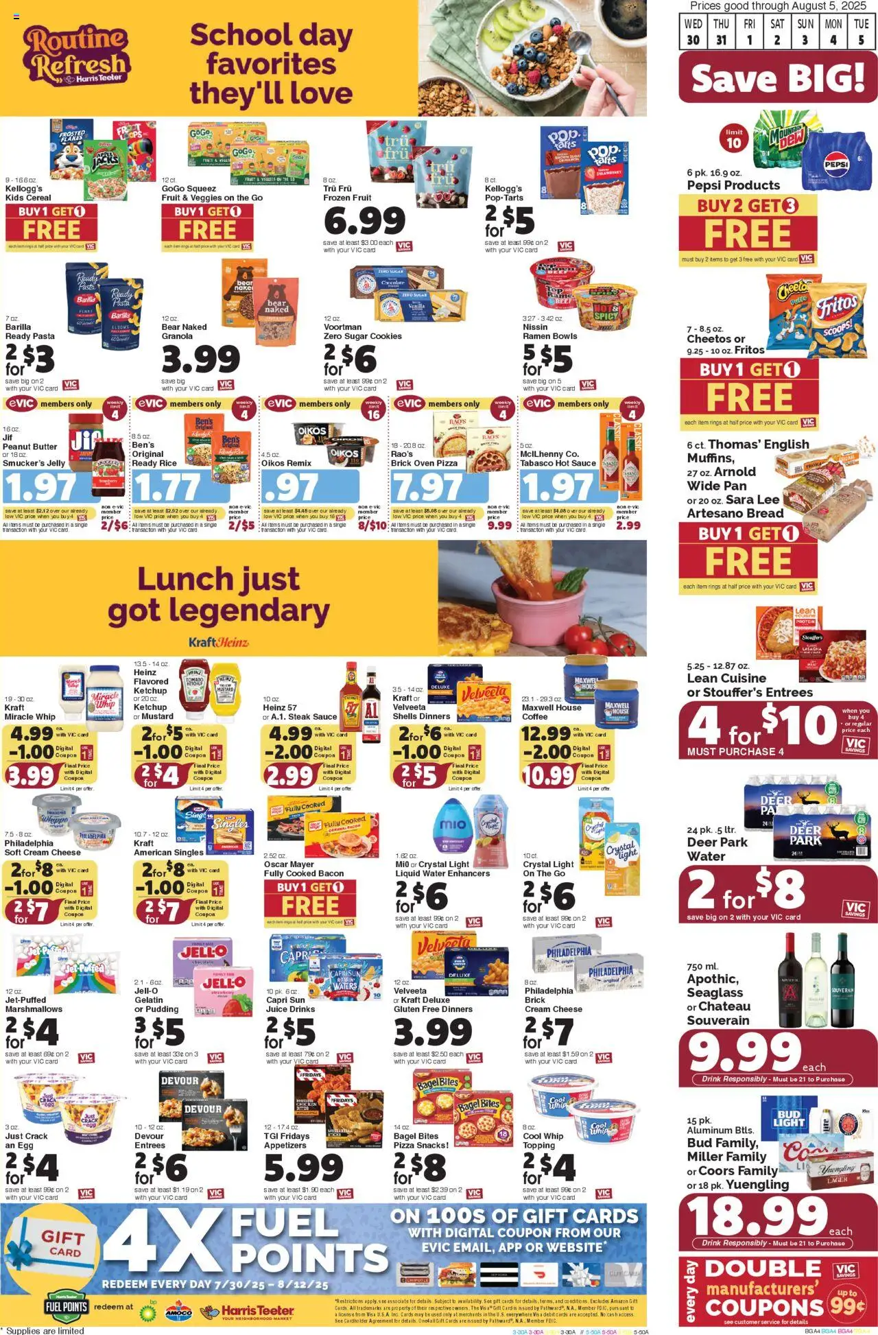 Harris Teeter Weekly Ad - SC - valid from 30.07.2025 | Page: 8 | Products: Bread, Coffee, Pizza, Beef