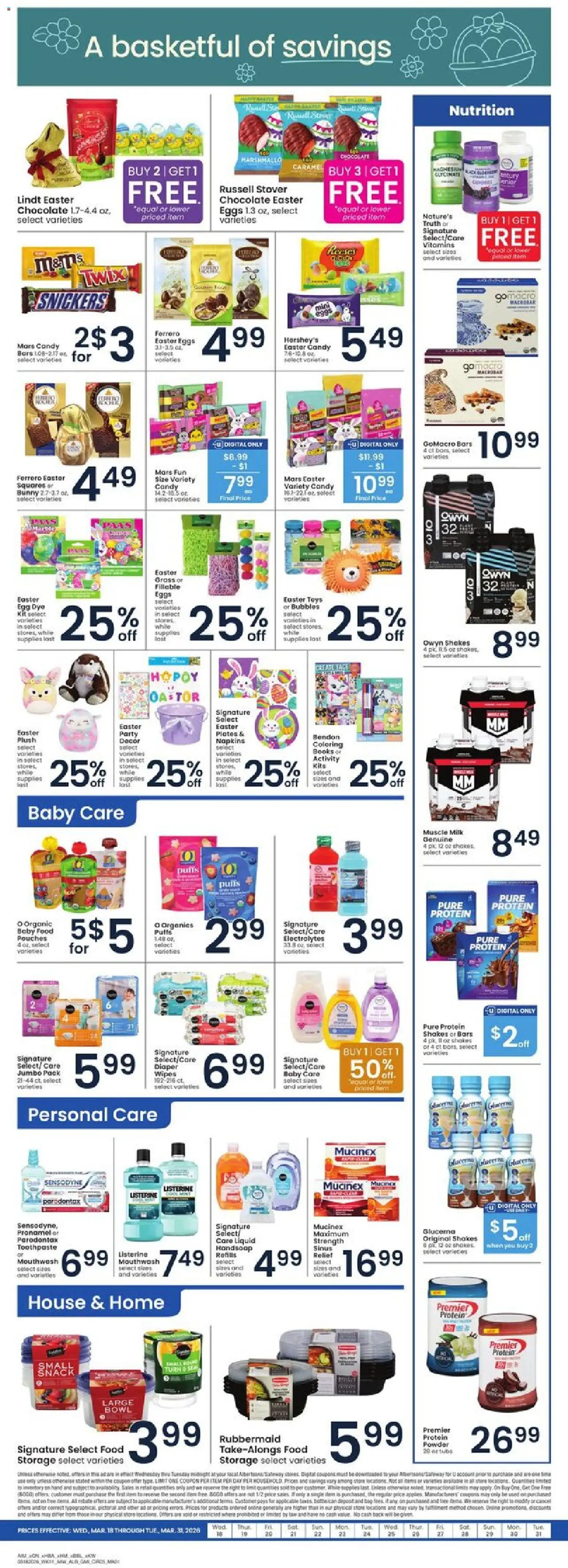 Albertsons Weekly Ad - valid from 25.03.2026 | Page: 5 | Products: Powder, Eggs, Toothpaste, Mouthwash