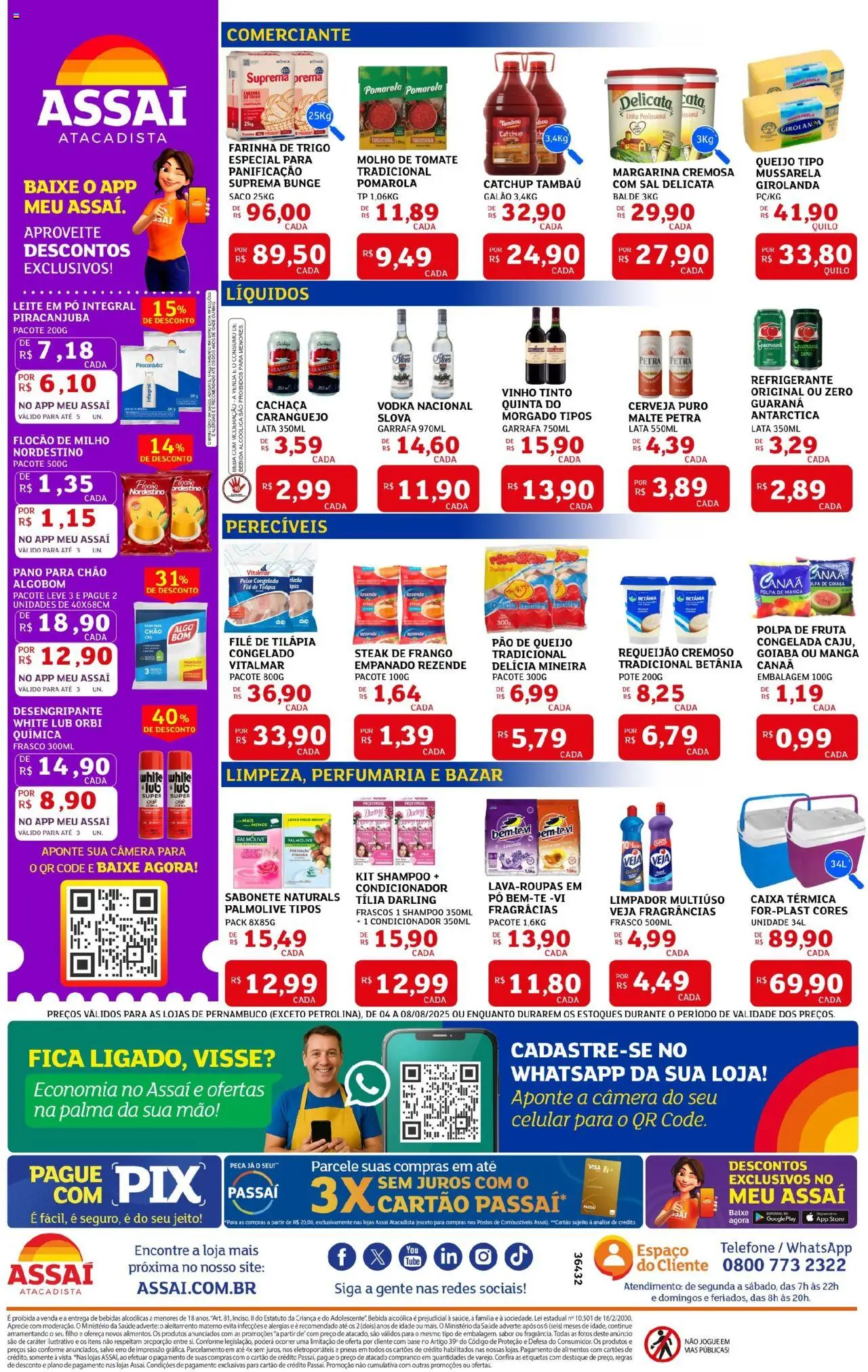 Assaí Atacadista Folheto - válido de 04.08.2025 | Página: 2 | Produtos: Shampoo, Vodka, Telefone, Leite em pó