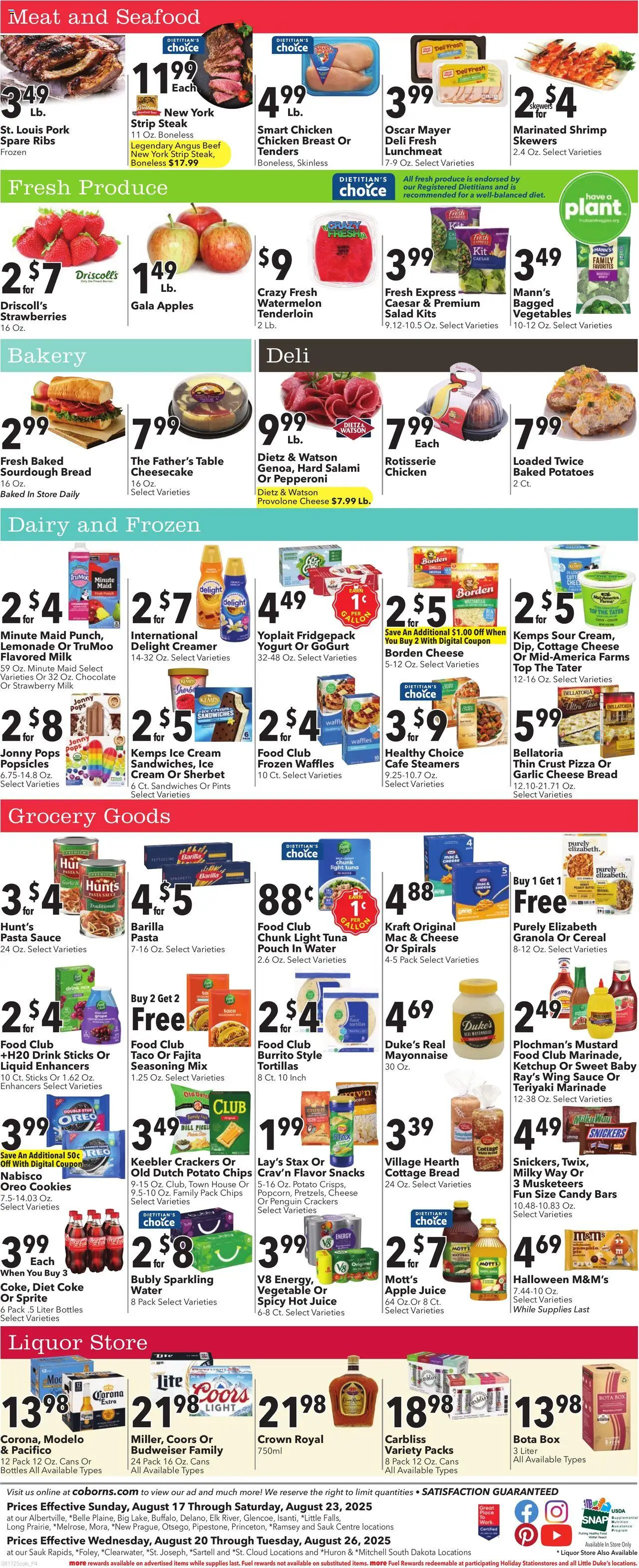 Coborn's Weekly Ad - valid from 20.08.2025 | Page: 2 | Products: Beer, Water, Date, Dill