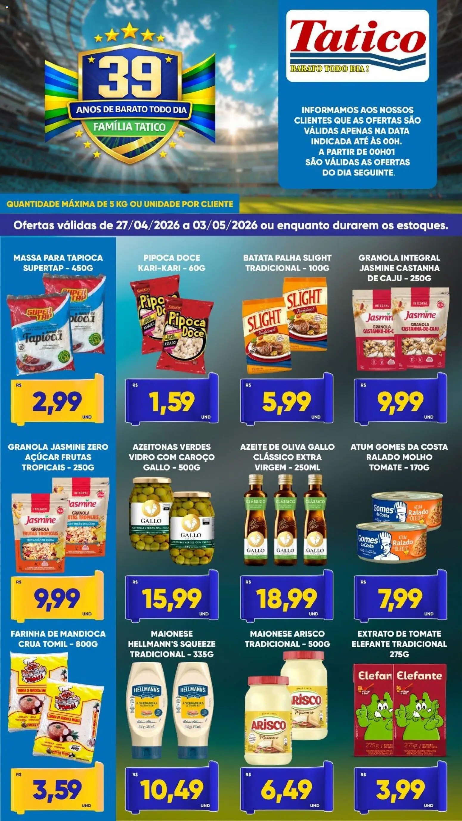 Tatico Folheto - válido de 27.04.2026 | Página: 4 | Produtos: Azeitonas, Tapioca, Gomes da costa, Atum