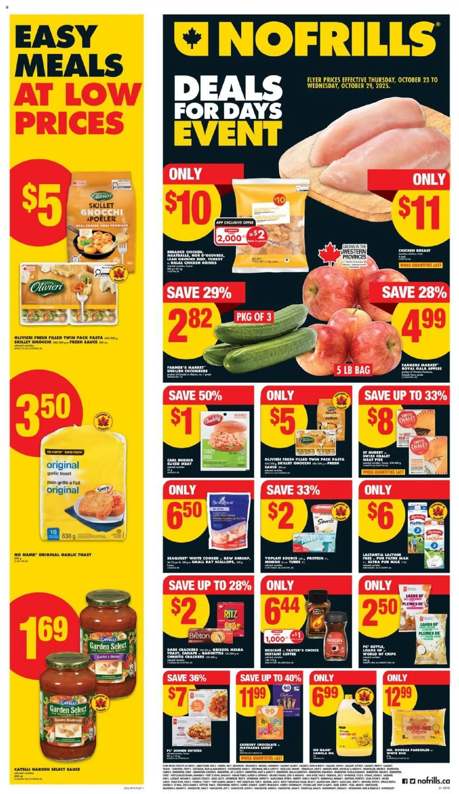 No Frills flyer valid from 23.10.2025 | Page: 1 | Products: PC, Milk, Coffee, Chocolate