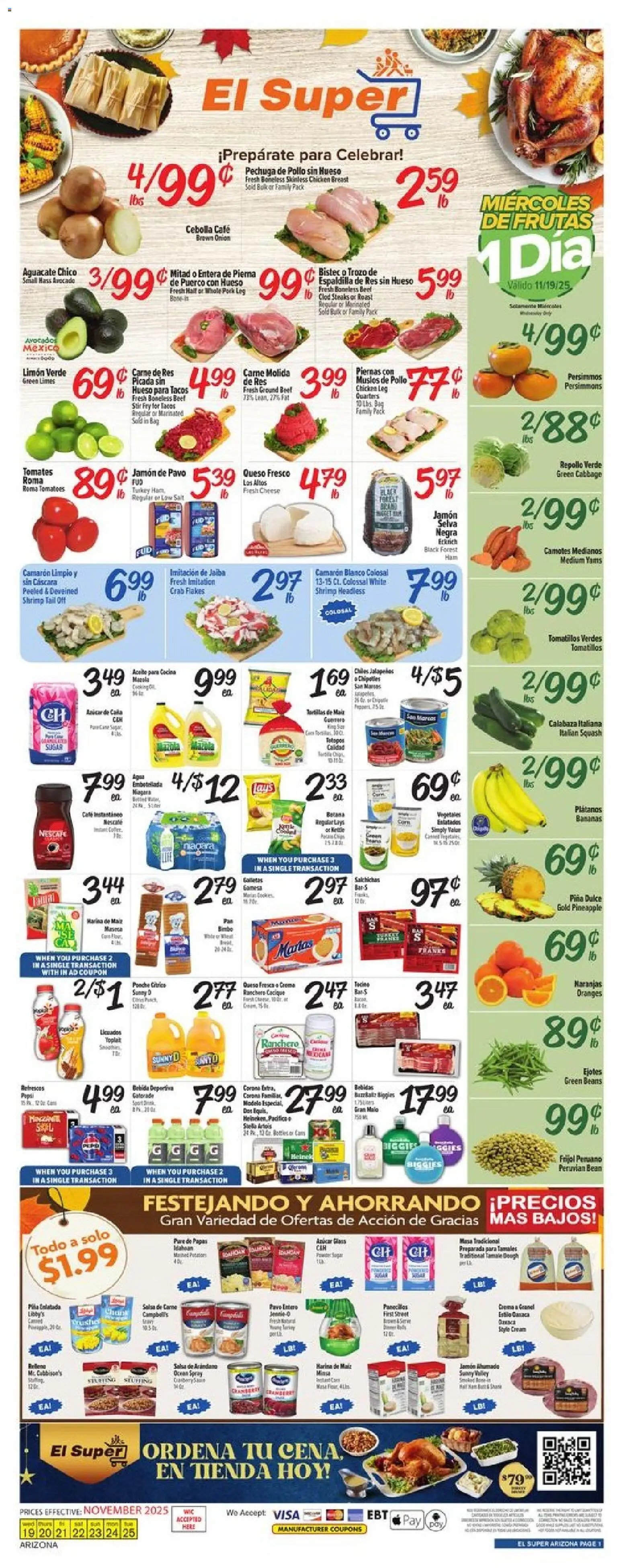 El Super Weekly Ad - AK - valid from 19.11.2025 | Page: 1 | Products: Pork, Pineapple, Salt, Bag