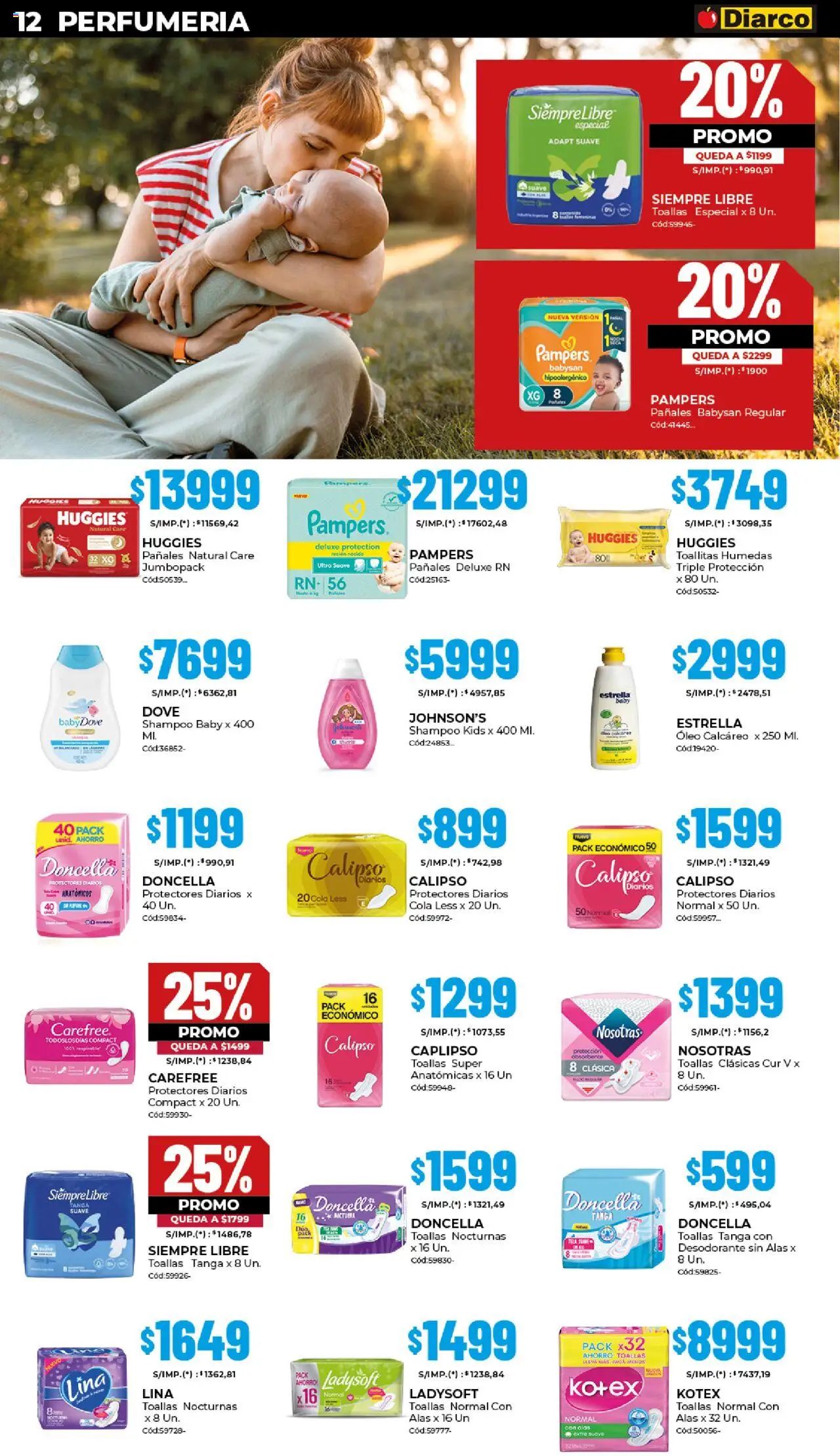 Diarco - Ofertas Gba │ válido desde el 29.09.2025 | Página: 12 | Productos: Toallas, Shampoo, Toallitas húmedas, Pañales
