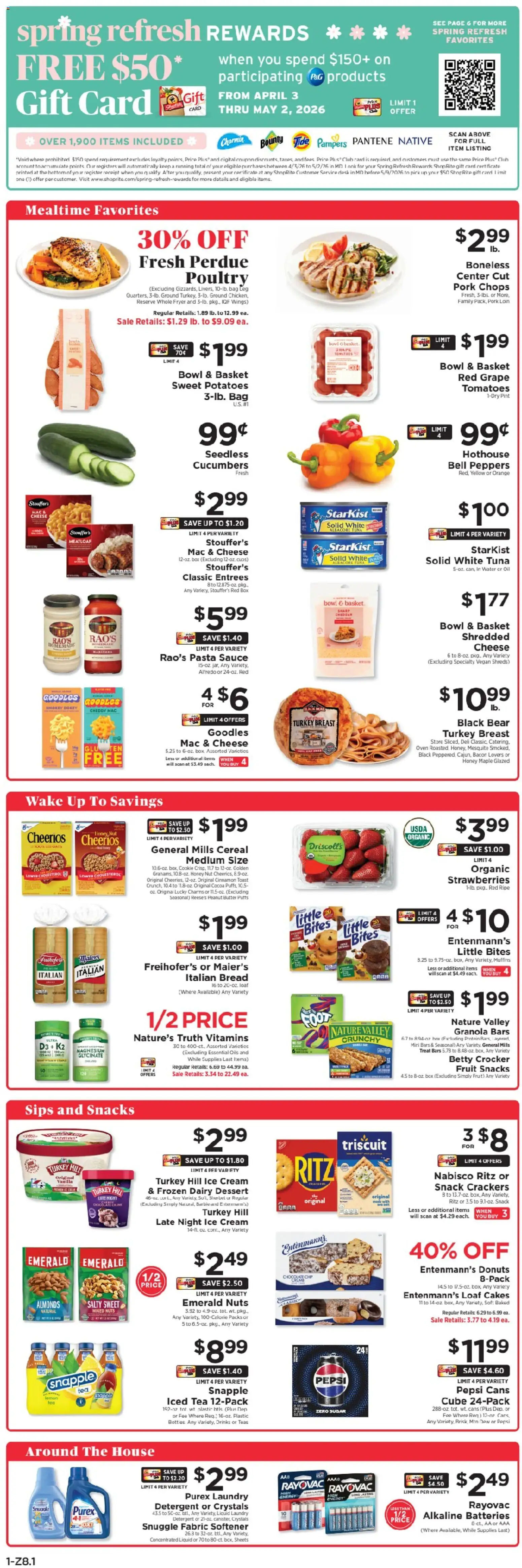 ShopRite Weekly Ad - valid from 10.04.2026 | Page: 4 | Products: Bread, Tea, Cream, Ice cream