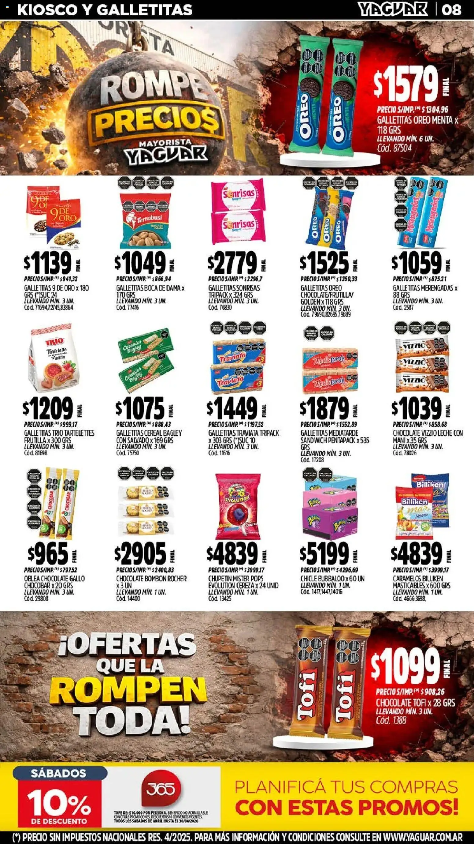 Yaguar - Oferta Semanal Chaco │ válido desde el 20.04.2026 | Página: 8 | Productos: Galletitas, Leche, Chocolate, Chicle