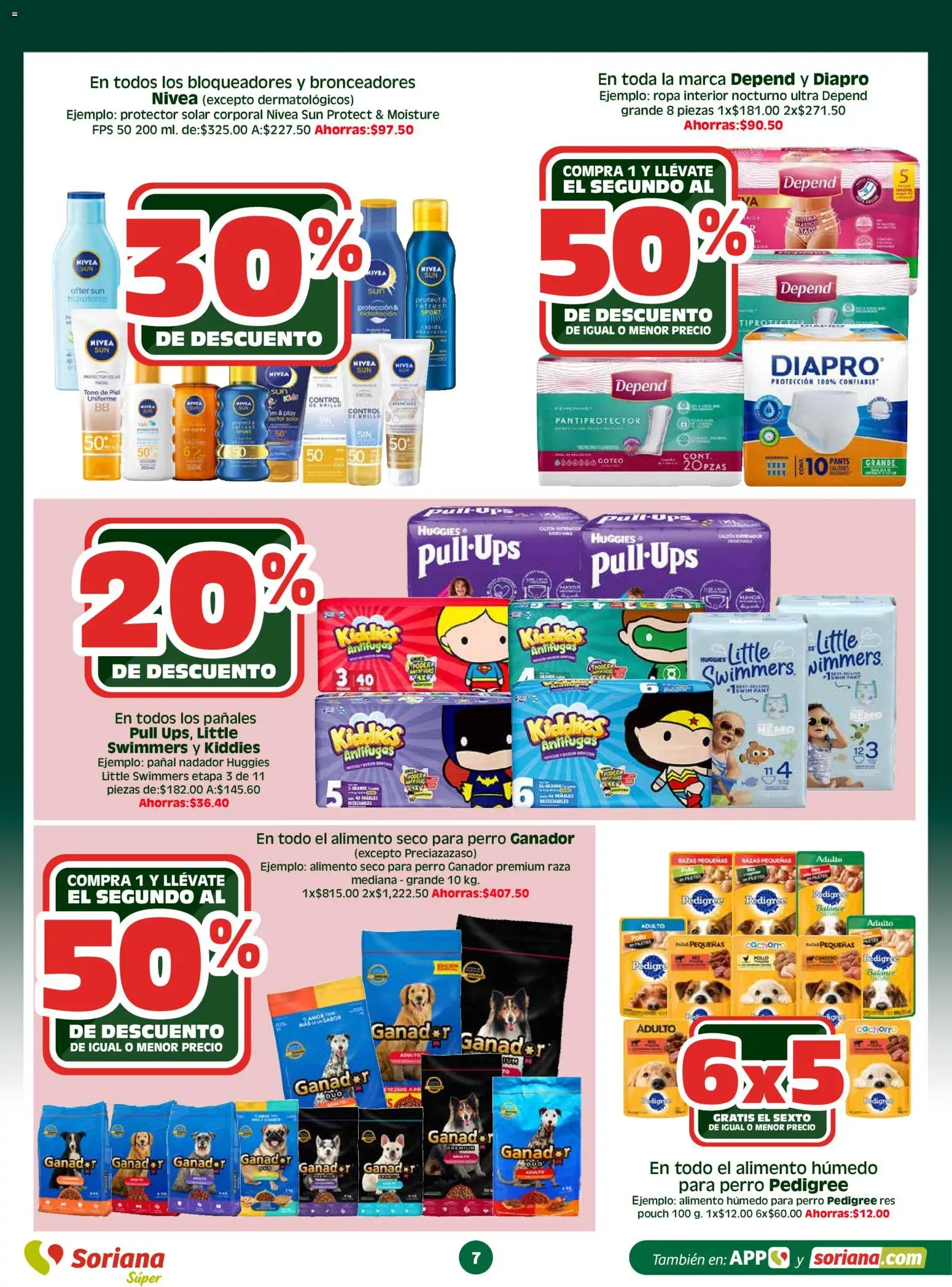 Nuevas ofertas de Soriana válidas en toda la República Mexicana desde el 09.04.2026. ¡Encuentra las mejores ofertas en Soriana En México apoyamos con todo - Súper! | Página: 7 | Productos: Brillo, Res, Ropa, Protector solar