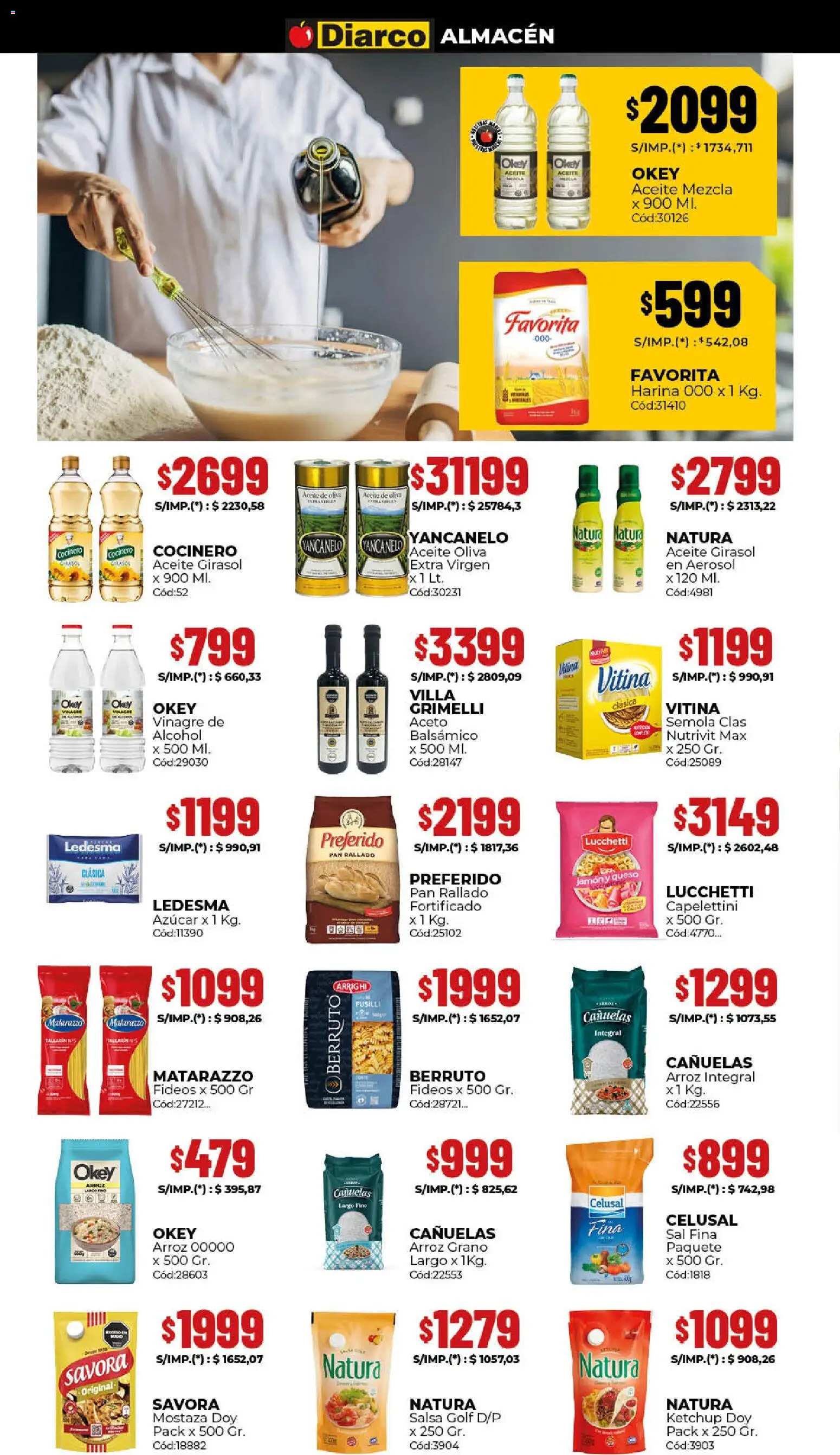 Diarco ofertas │ válido desde el 09.03.2026 | Página: 2 | Productos: Aceto, Oliva, Jamón, Fideos
