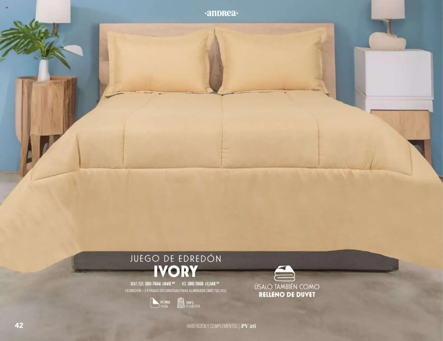 Nuevas ofertas de Andrea válidas en toda la República Mexicana desde el 25.01.2026. ¡Encuentra las mejores ofertas en Andrea catálogo Home! | Página: 42 | Productos: Juego, Almohada