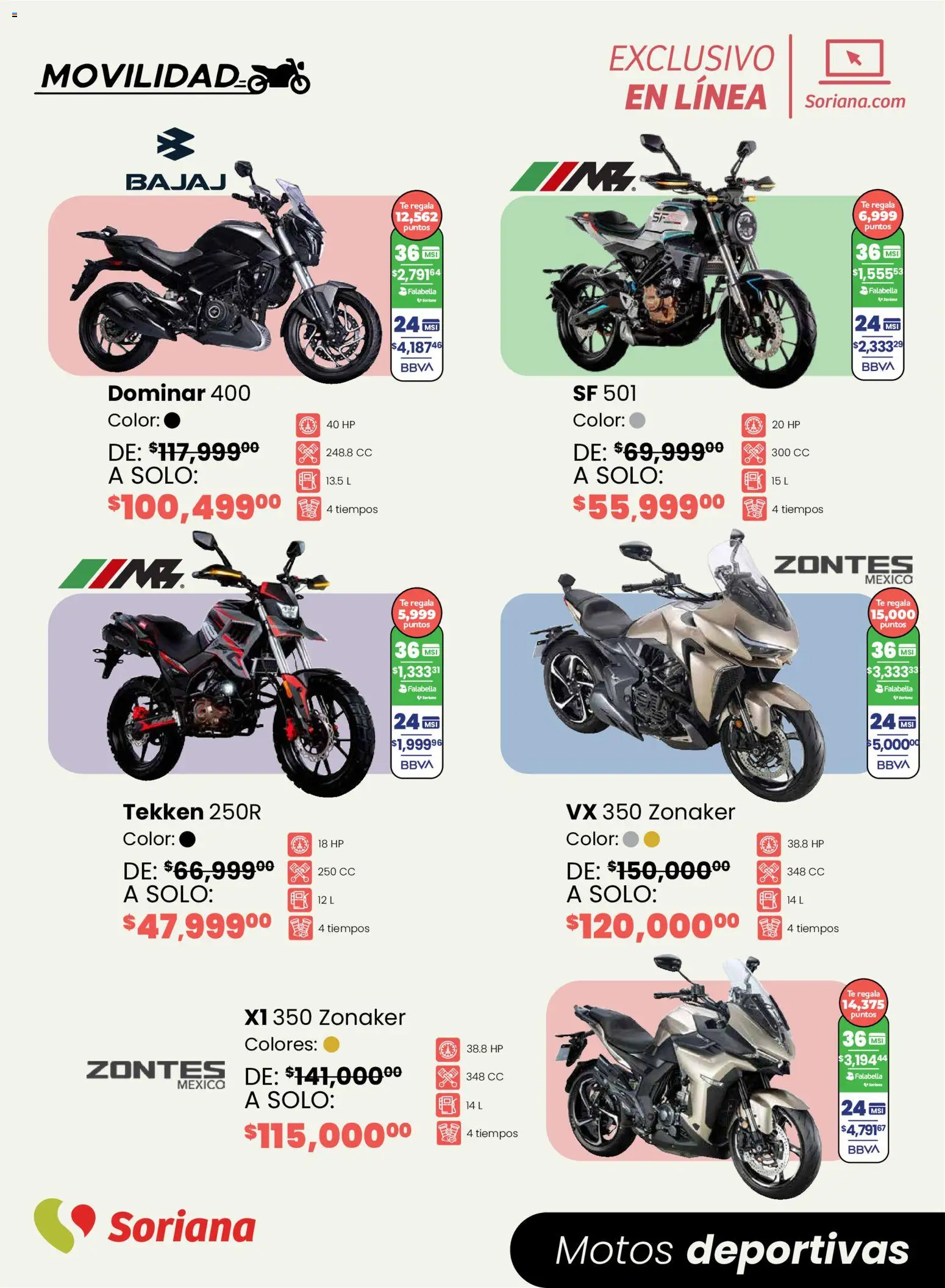 Nuevas ofertas de Soriana válidas en toda la República Mexicana desde el 05.02.2026. ¡Encuentra las mejores ofertas en Soriana - Motos y más Soriana Exclusivo en línea! | Página: 8