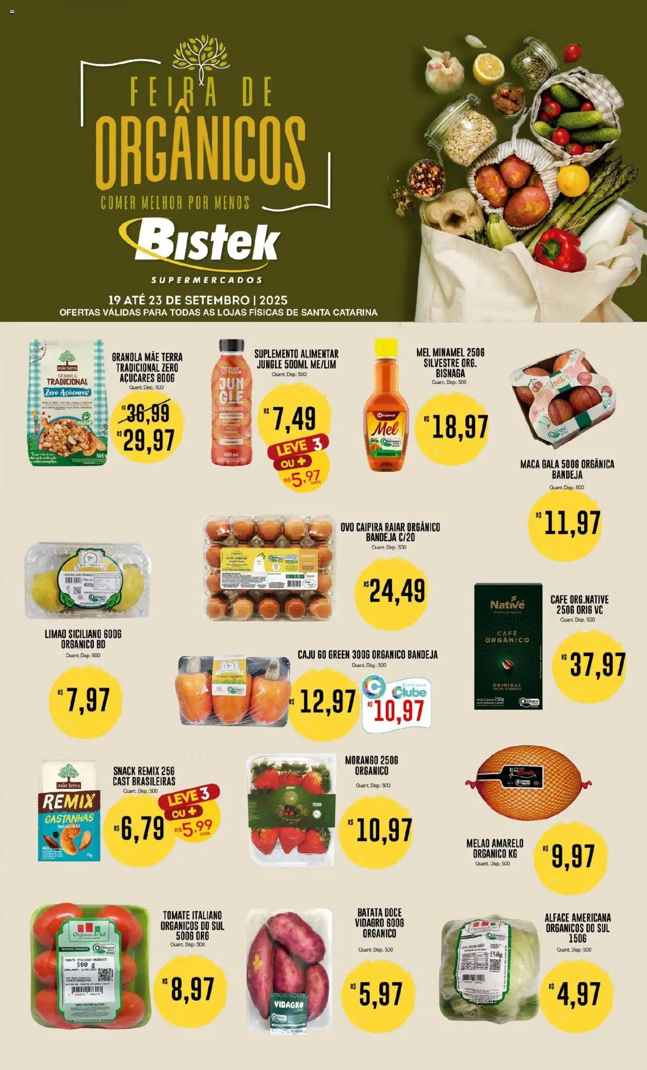 Bistek Supermercados Folheto - válido de 19.09.2025 | Página: 1 | Produtos: Limão siciliano, Café, Bandeja, Alface