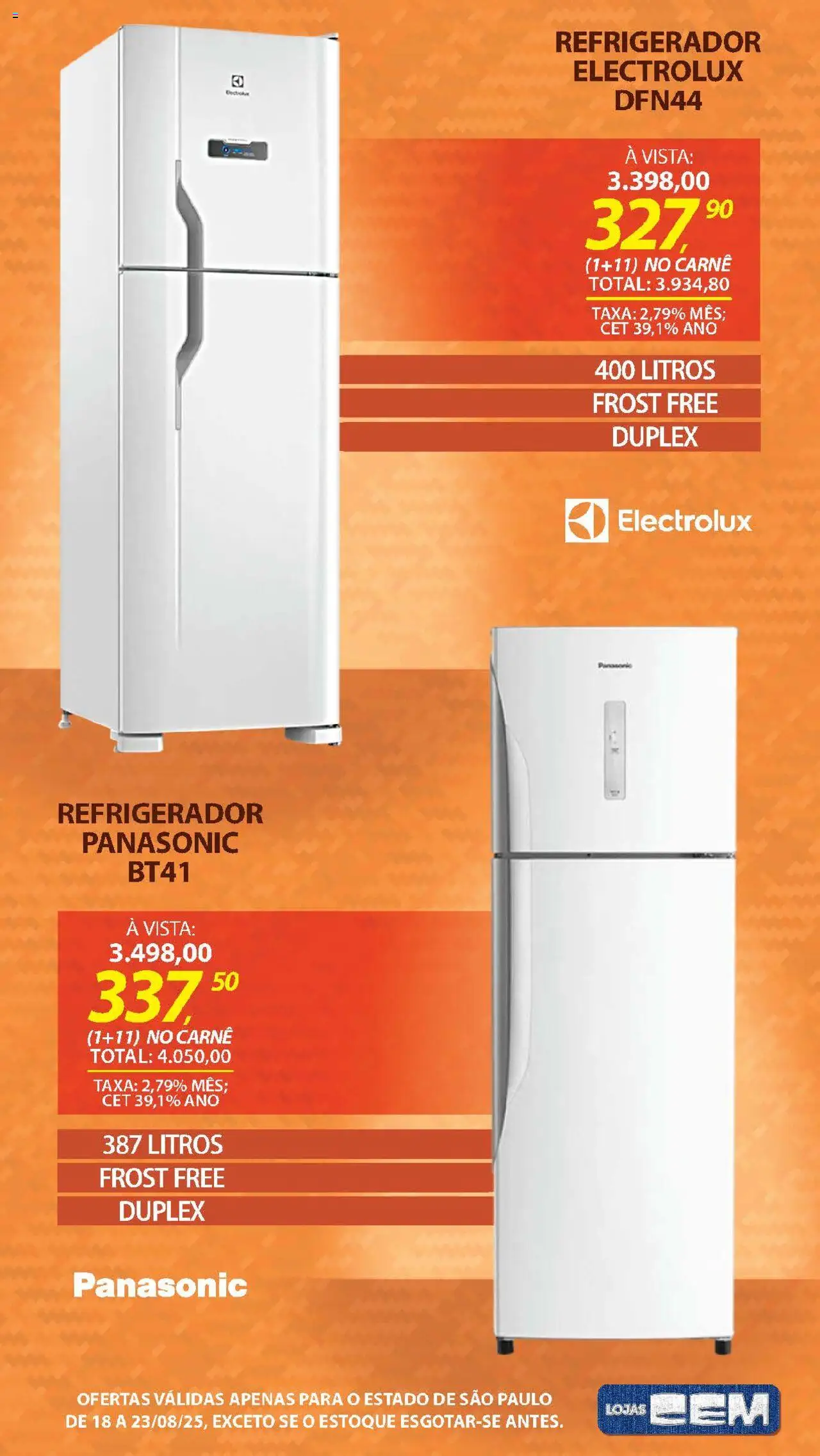 Lojas Cem Folheto - válido de 18.08.2025 | Página: 19 | Produtos: Refrigerador, Carne