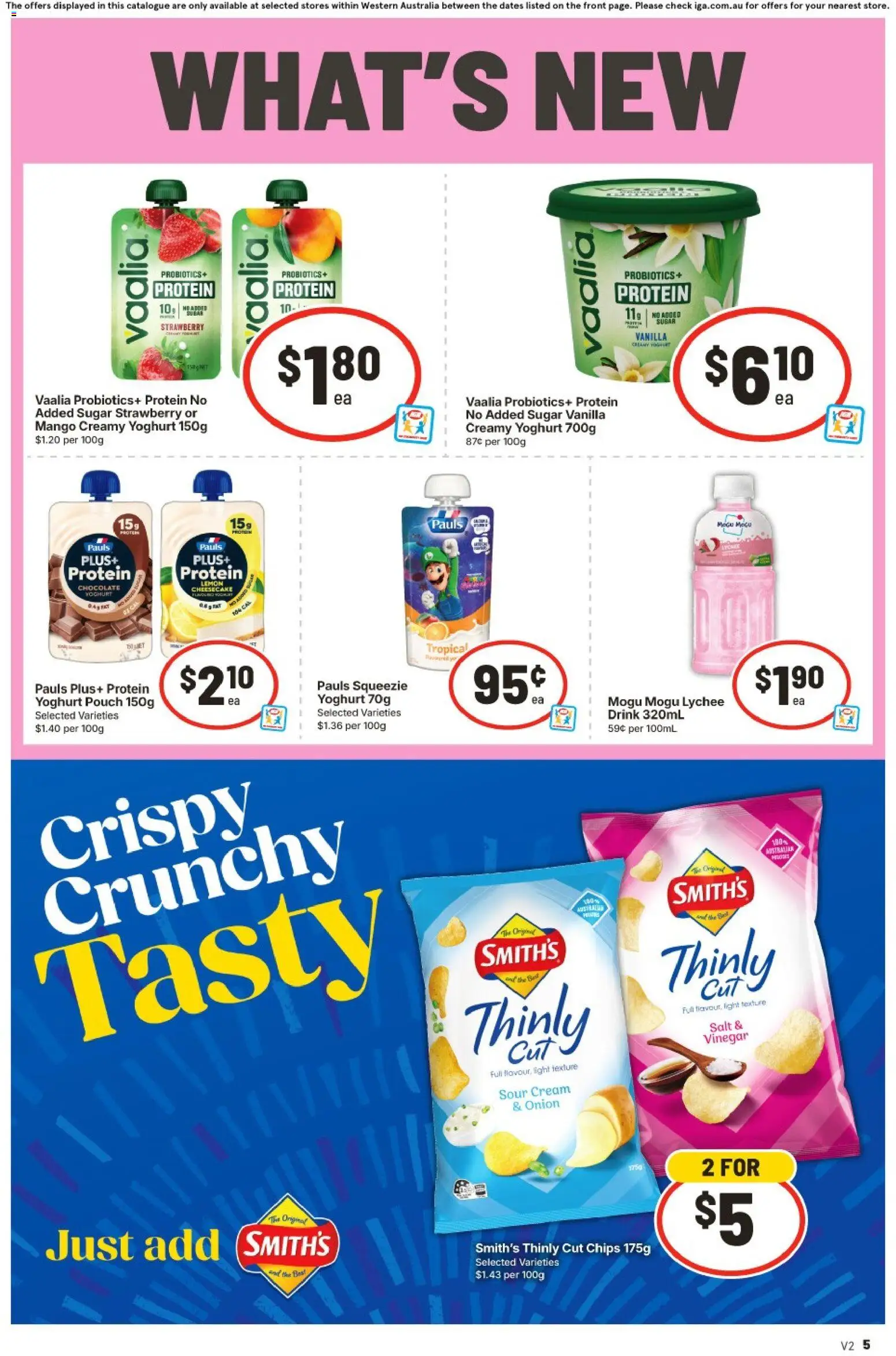 IGA catalogue - valid from 29.04.2026 | Page: 5 | Products: Yoghurt, Chocolate, Chips, Salt