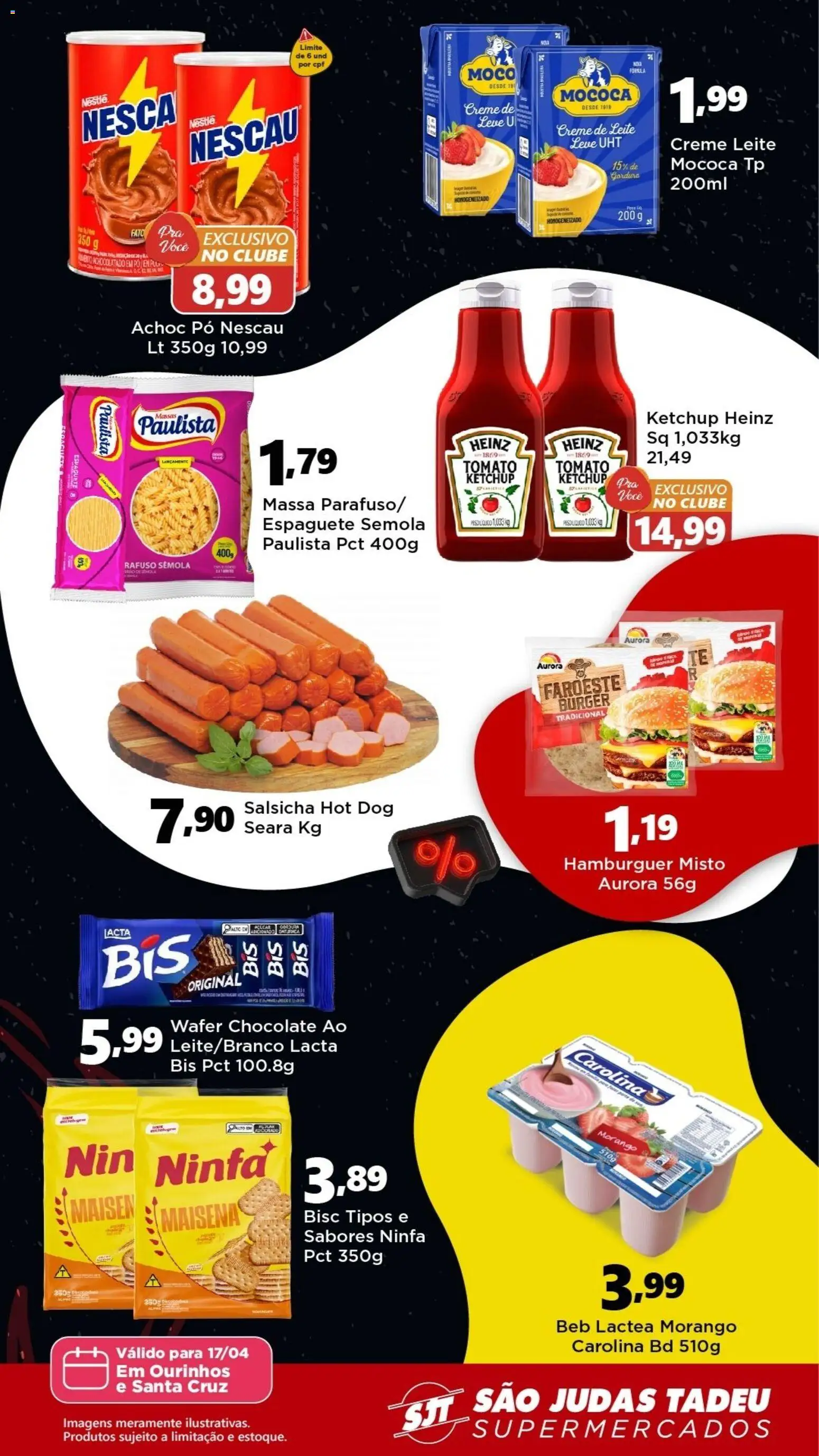 São Judas Tadeu Folheto - válido de 17.04.2026 | Página: 2 | Produtos: Nescau, Chocolate, Ketchup, Hambúrguer