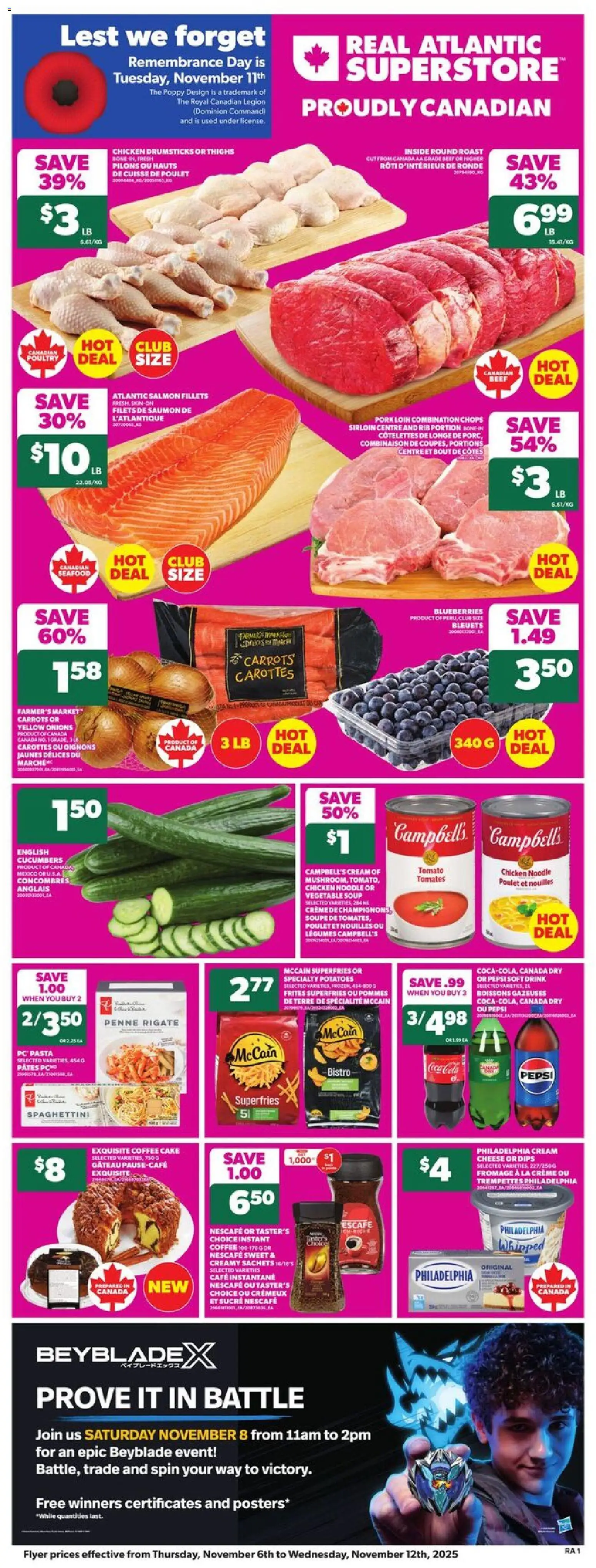 Atlantic Superstore flyer valid from 06.11.2025 | Page: 3 | Products: Beef, Cucumbers, Cheese, Pork