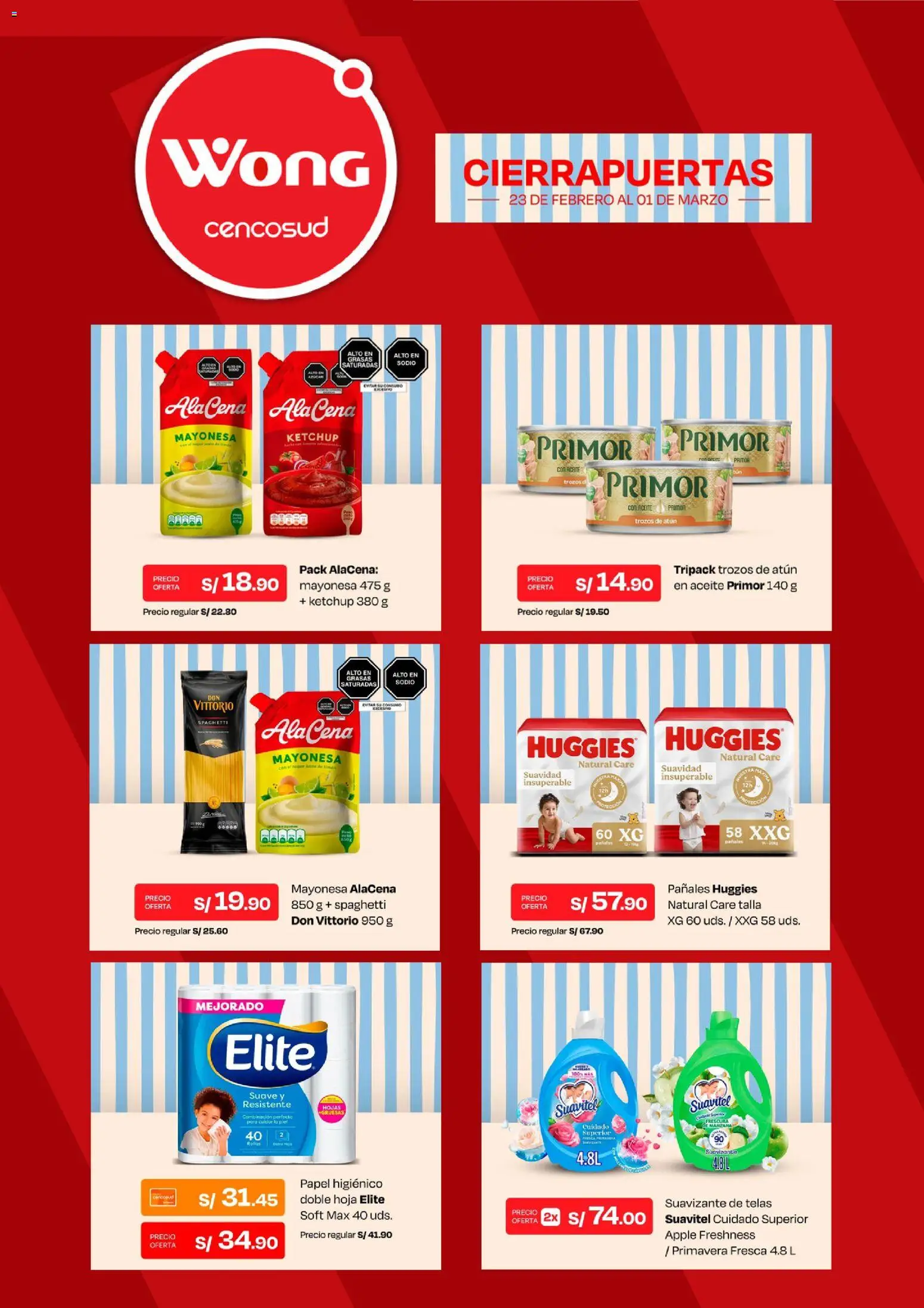 Catálogo Wong válido desde 23.02.2026 | Página: 4 | Productos: Suavizante de telas, Aceite