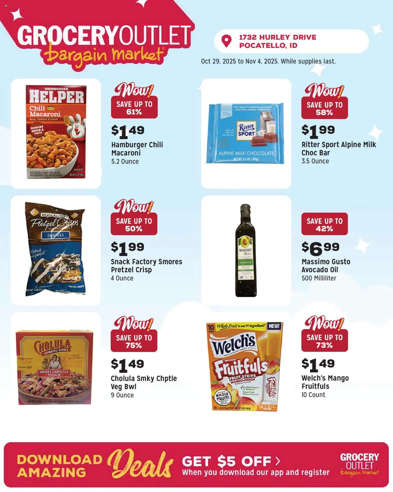 Grocery Outlet Weekly Ad - ID - valid from 29.10.2025 | Page: 5 | Products: Milk, Oil, Avocado, Mango