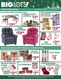Preview of Big Lots weekly ads valid from 11.12.2025 | Page: 4 | Products: Table, Stickers, Socks