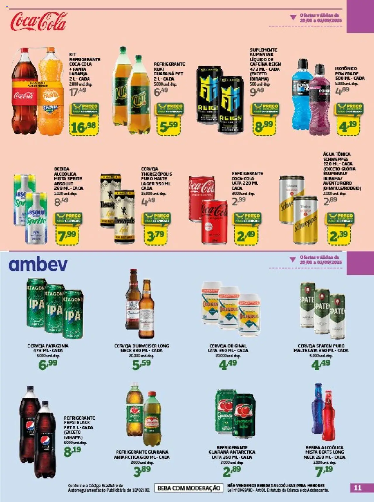 Cooper Folheto - válido de 20.08.2025 | Página: 11 | Produtos: Guaraná, Fanta, Cerveja, Refrigerante