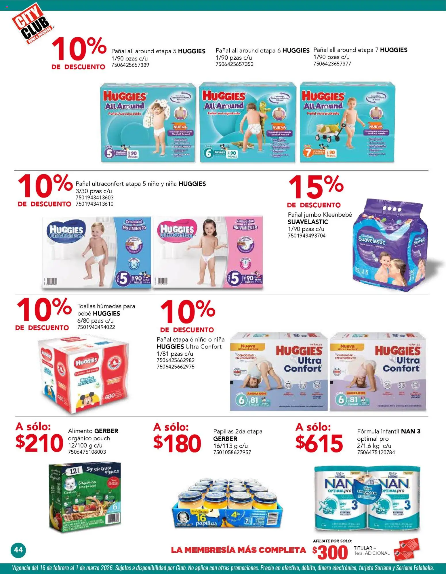 Nuevas ofertas de City Club válidas en toda la República Mexicana desde el 02.02.2026. ¡Encuentra las mejores ofertas en City Club catálogo! | Página: 44 | Productos: Toallas