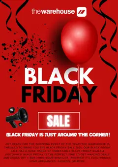 The Warehouse - Black Friday Notice preview  - valid from 04.11.2025