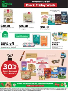 Preview of Pet Supplies Plus weekly ads valid from 24.11.2025 | Page: 7 | Products: Bakery, Dog Food, Toothpaste, Hat
