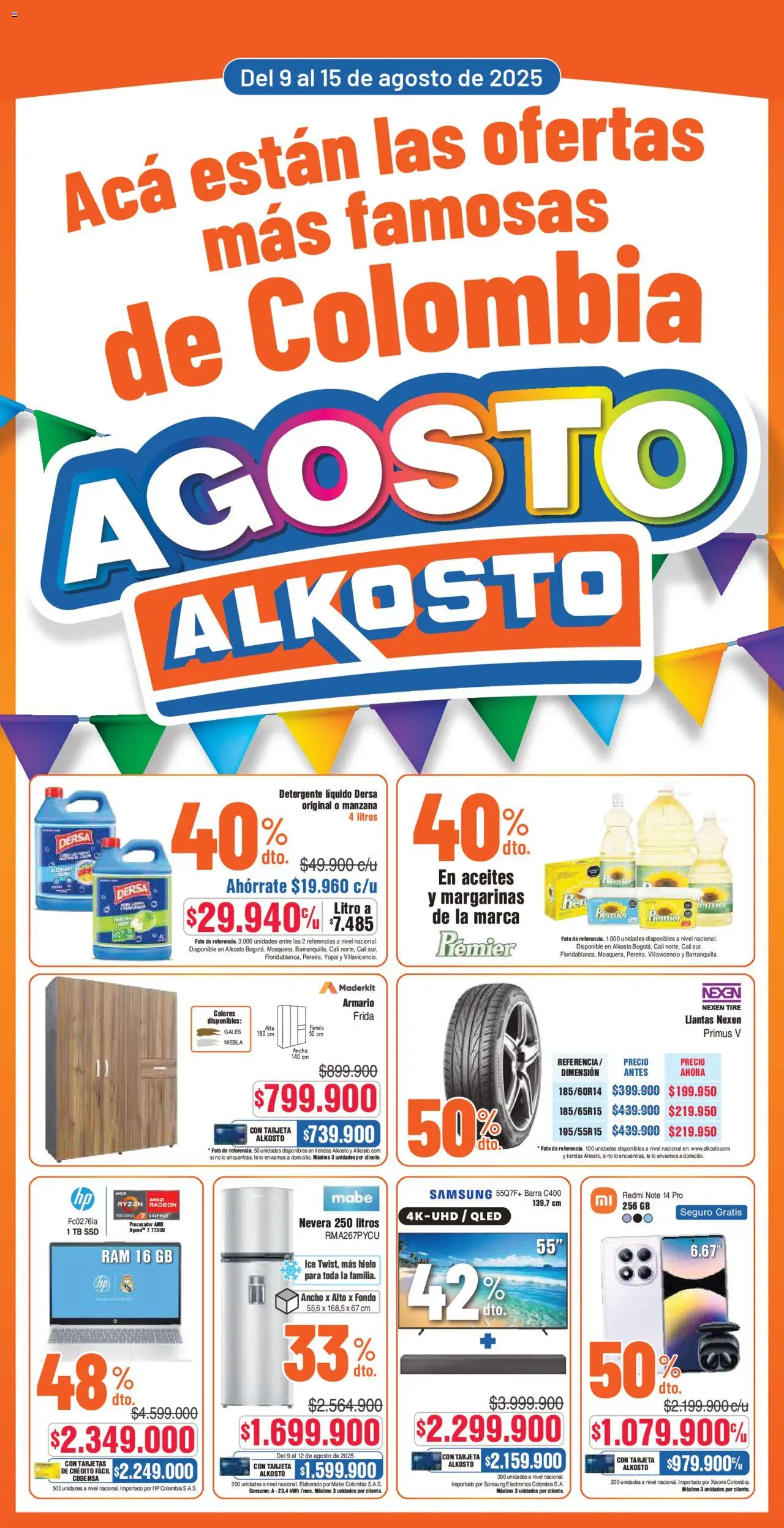 Alkosto revista - valida desde el 09.08.2025 | Página: 1 | Productos: Té, Manzana, Nevera, Detergente