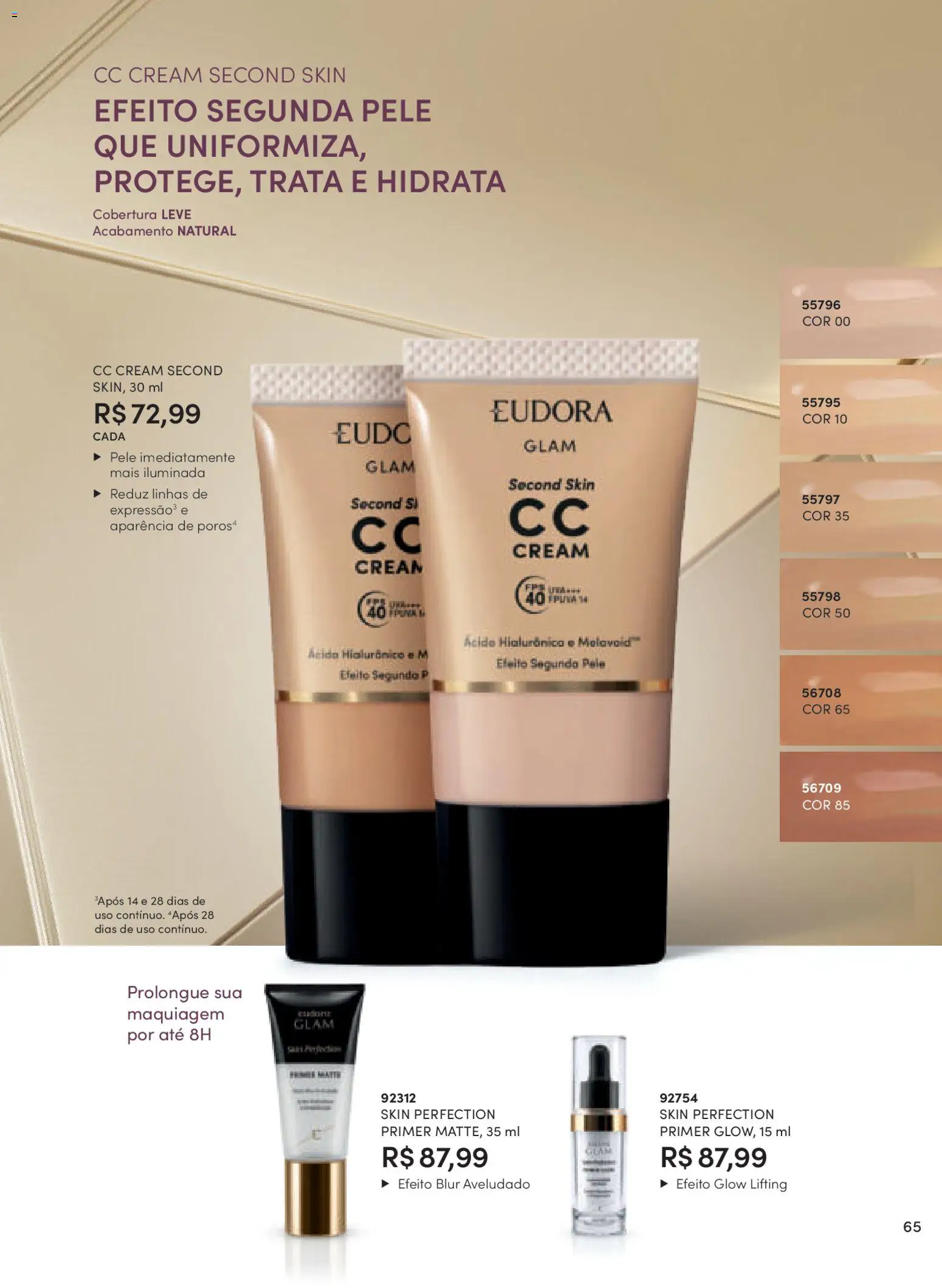 Eudora Folheto - válido de 10.11.2025 | Página: 65 | Produtos: Maquiagem, Segunda pele, Primer