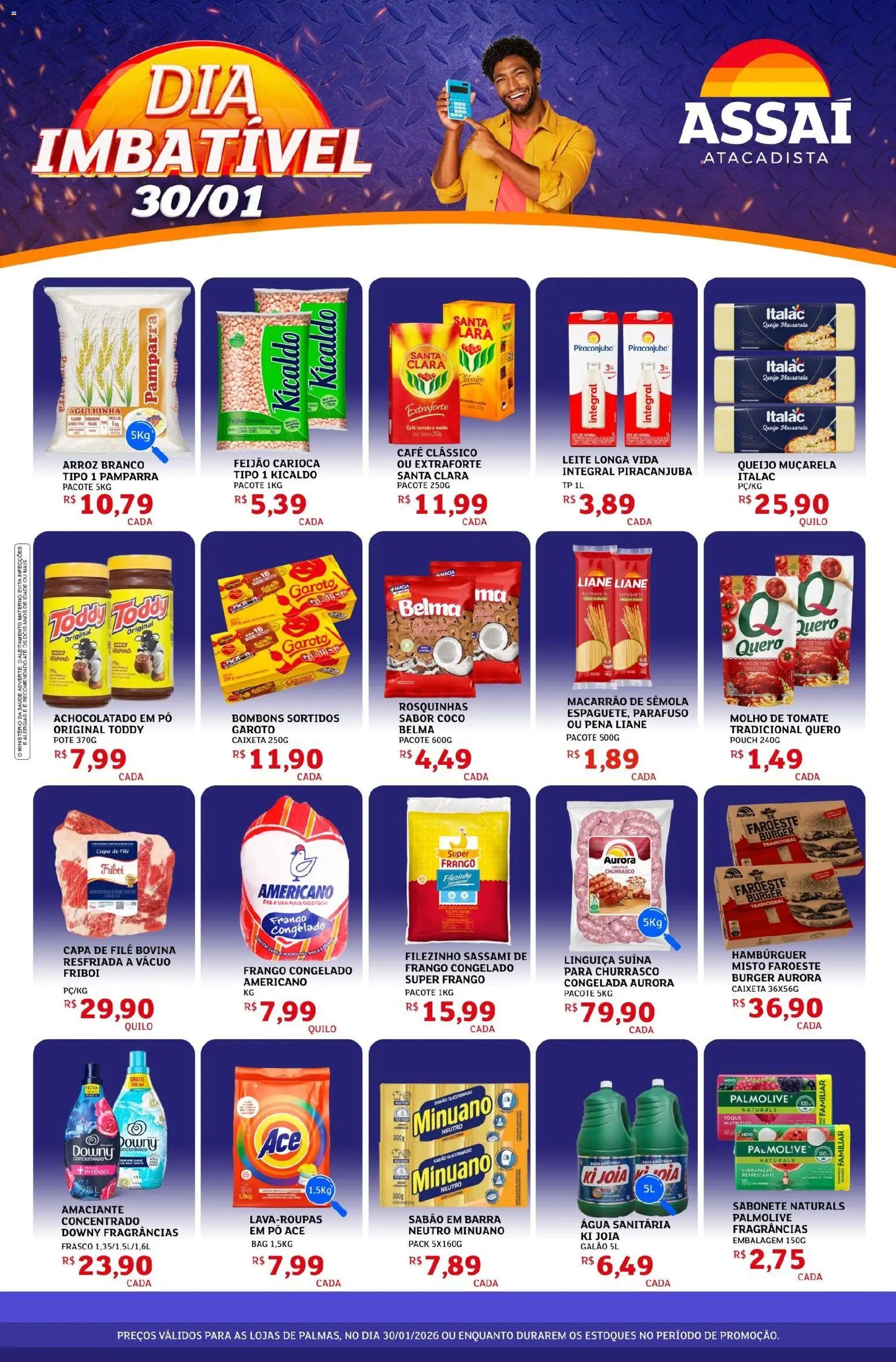 Assaí Atacadista Folheto - válido de 30.01.2026 | Página: 1 | Produtos: Espaguete, Molho de tomate, Macarrão, Hambúrguer