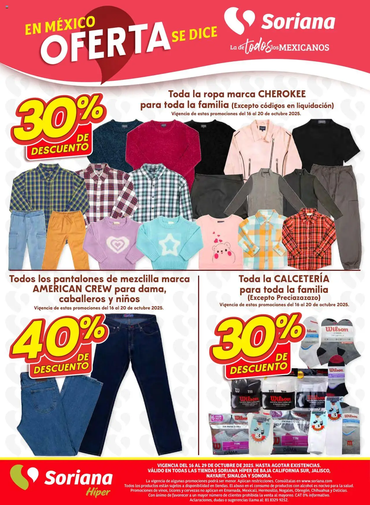 Nuevas ofertas de Soriana válidas en toda la República Mexicana desde el 16.10.2025. ¡Encuentra las mejores ofertas en Soriana - Preciazazaso Híper: BCS, Jal, Nay, Sin, Son! | Página: 50 | Productos: Pantalones, Ropa, Pantalones de mezclilla