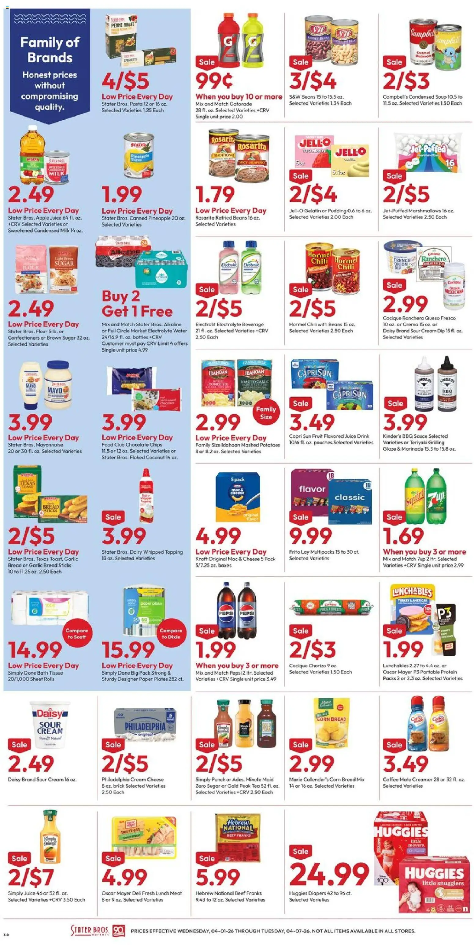 Stater Bros Weekly Ad - valid from 01.04.2026 | Page: 4 | Products: Bread, Coffee, Chocolate, Cream