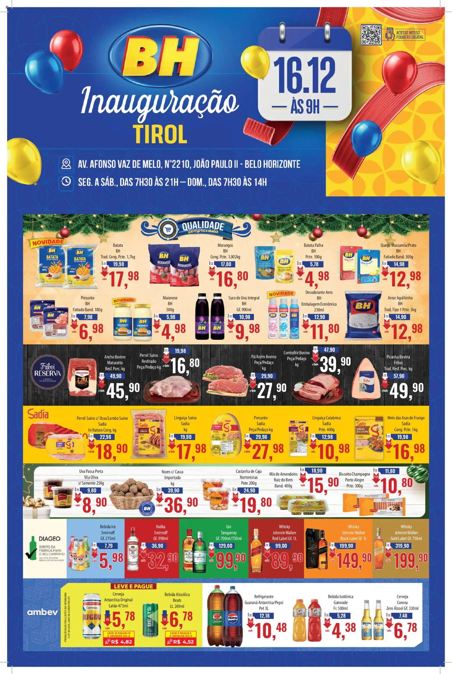 Supermercados BH Folheto - válido de 16.12.2025 | Página: 1 | Produtos: Desodorante, Suco, Arroz, Bebida