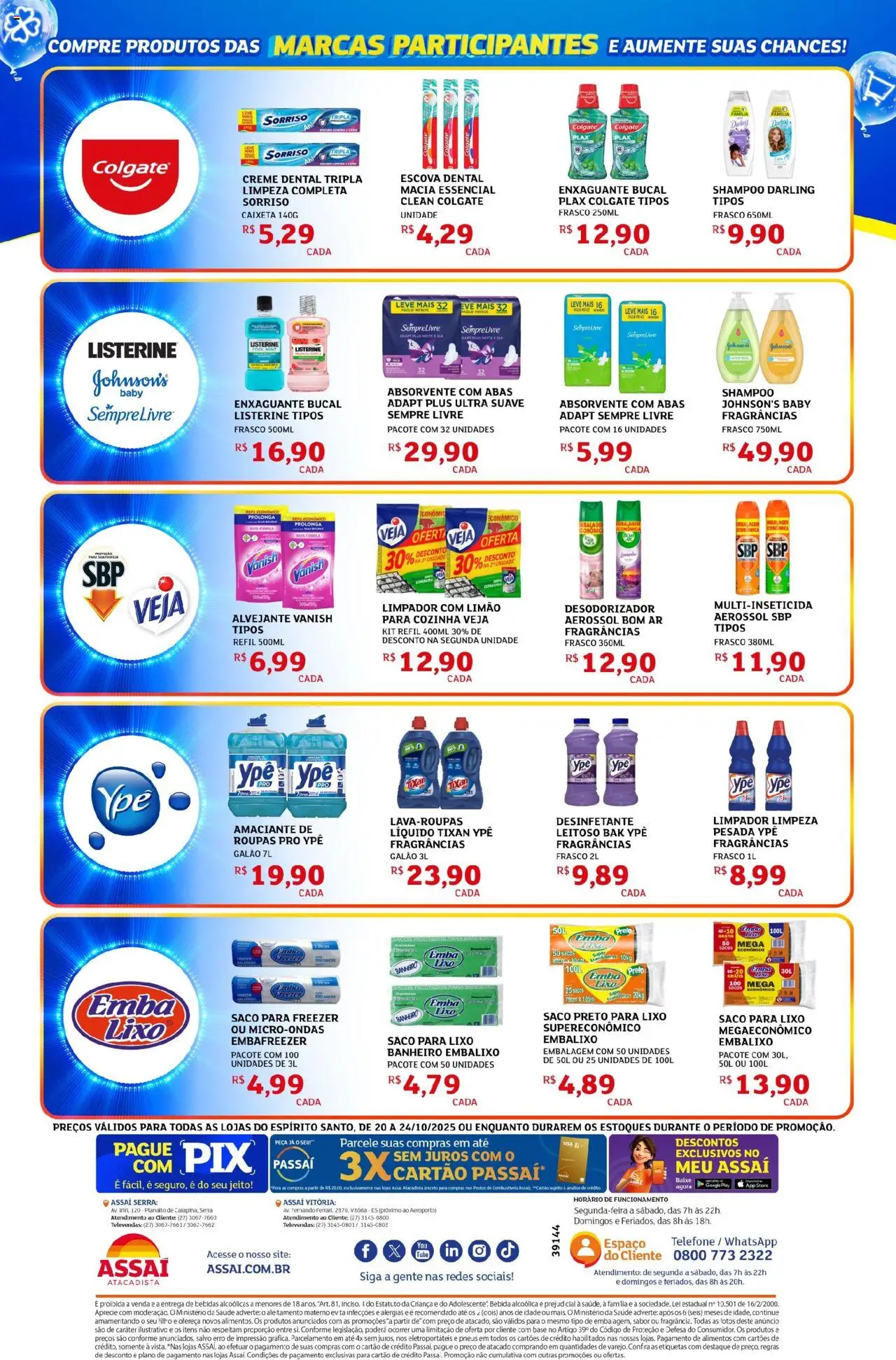 Assaí Atacadista Folheto - válido de 20.10.2025 | Página: 6 | Produtos: Saco para lixo, Roupas, Creme, Amaciante
