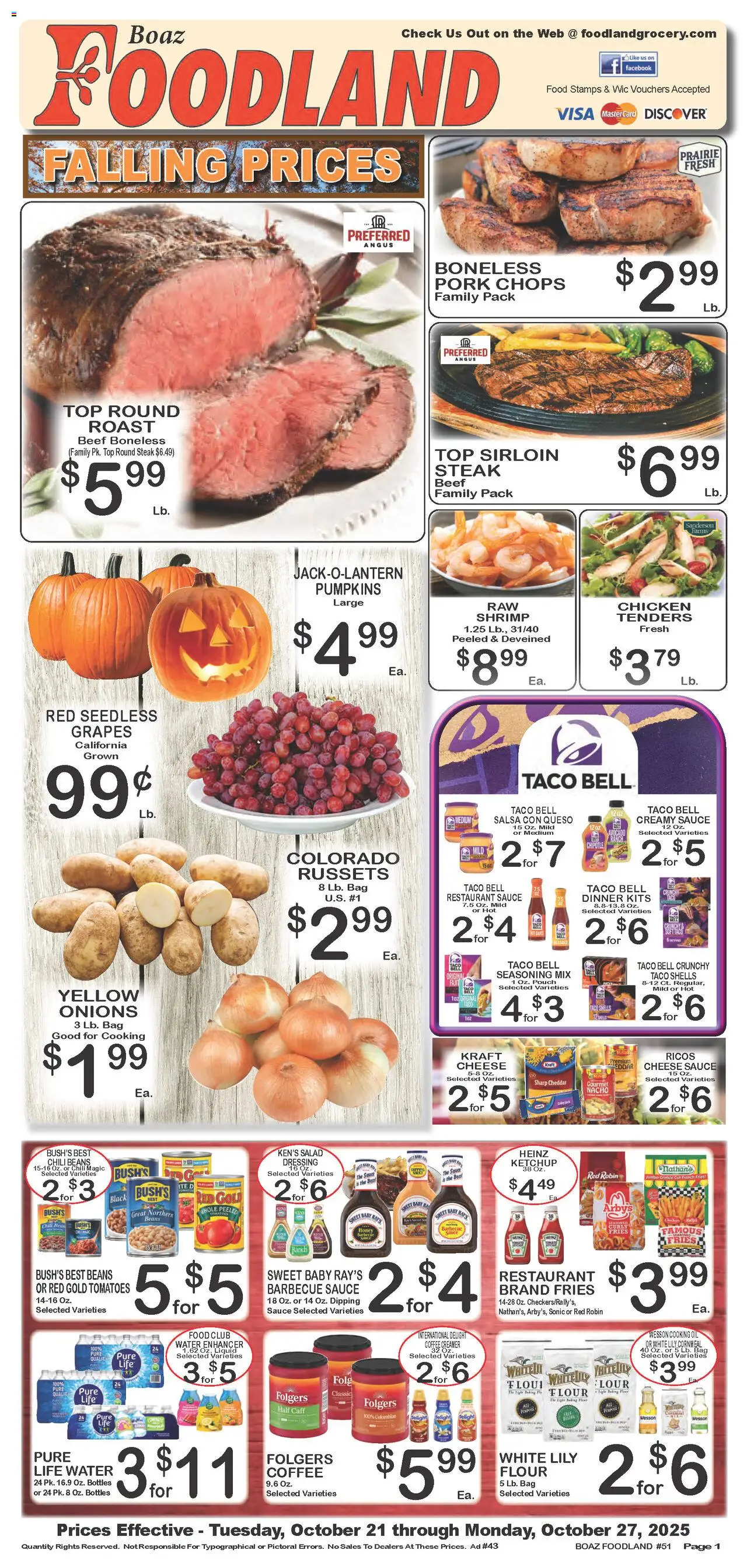 Foodland Weekly Ad - valid from 21.10.2025 | Page: 1 | Products: Coffee, Beef, Salad, Chilli