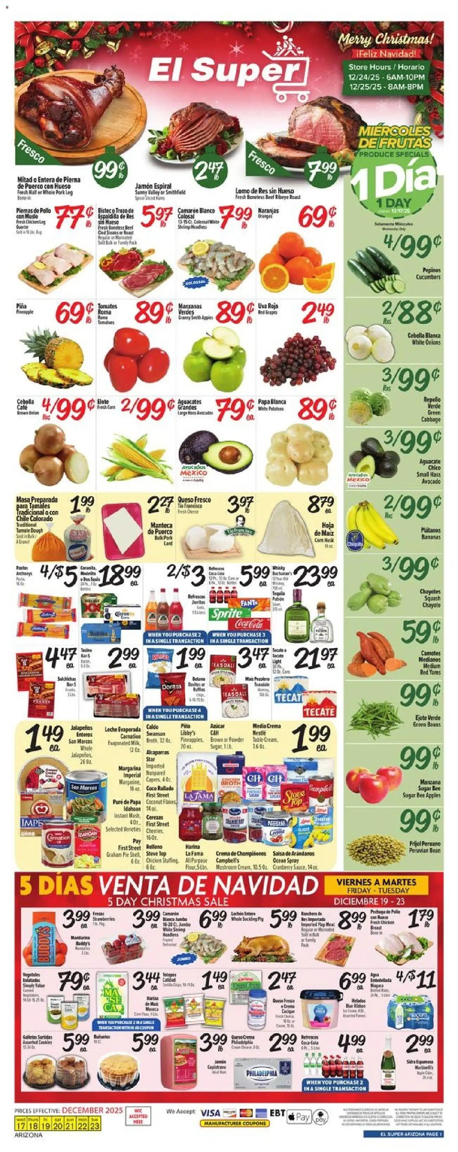 El Super Weekly Ad - AK - valid from 17.12.2025 | Page: 1 | Products: Bananas, Avocado, Cabbage, Stove