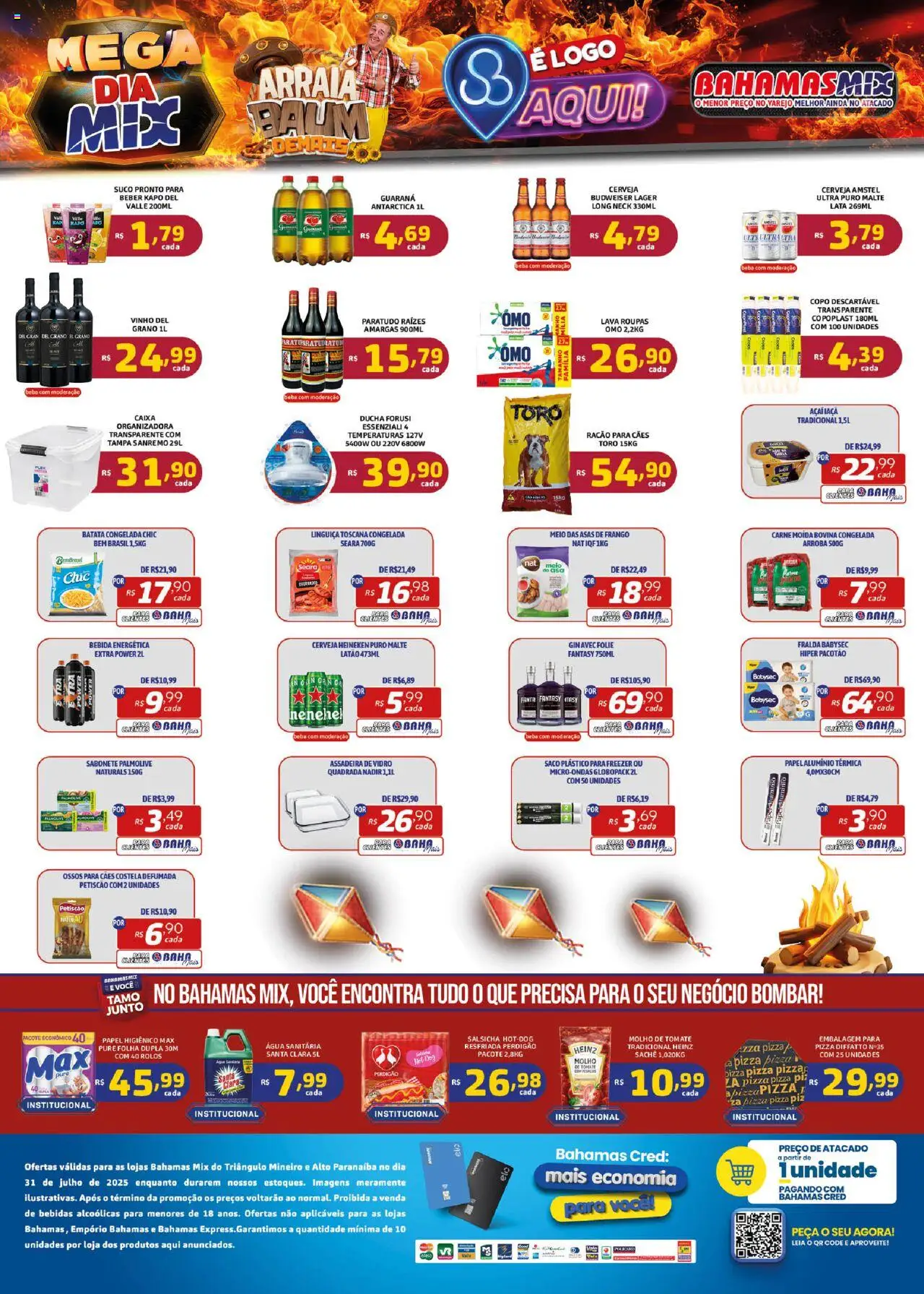 Bahamas Mix Folheto - válido de 31.07.2025 | Página: 2 | Produtos: Linguiça, Cerveja, Roupas, Papel higiênico