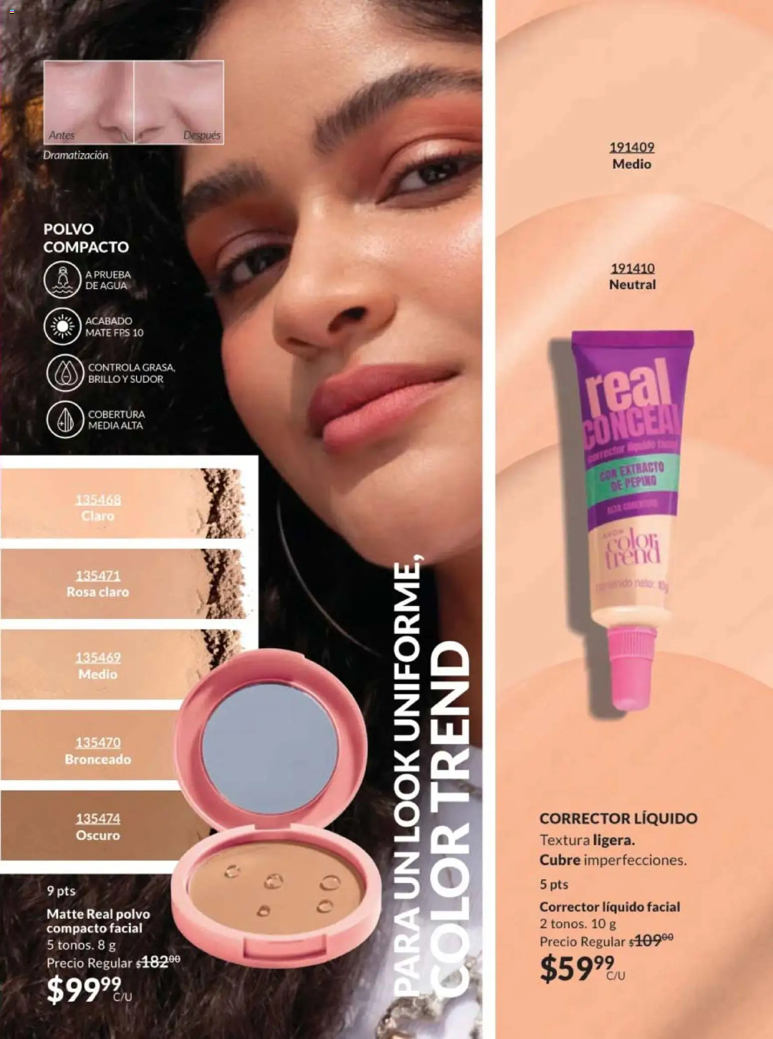 Nuevas ofertas de AVON válidas en toda la República Mexicana desde el 10.01.2026. ¡Encuentra las mejores ofertas en AVON campaña 2 2026! | Página: 73 | Productos: Polvo compacto, Mate, Corrector, Polvo